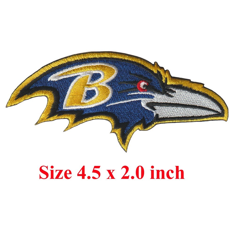 10 piece Baltimore Ravens Football Logo Size 4.5 in x 2.0 in Sew Iron on Patches