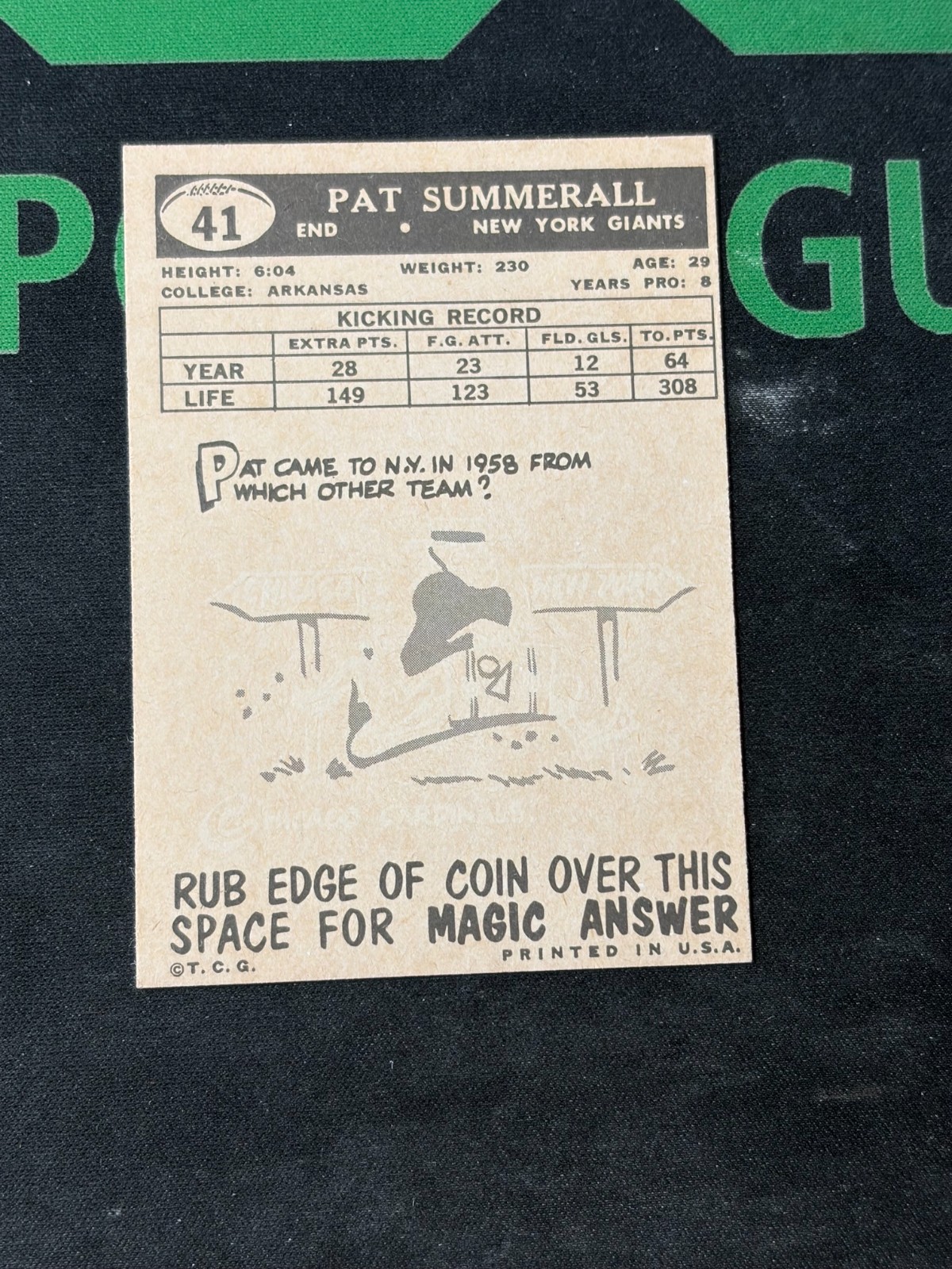 1959 Topps #41 Pat Summerall EX to NM Former Grader