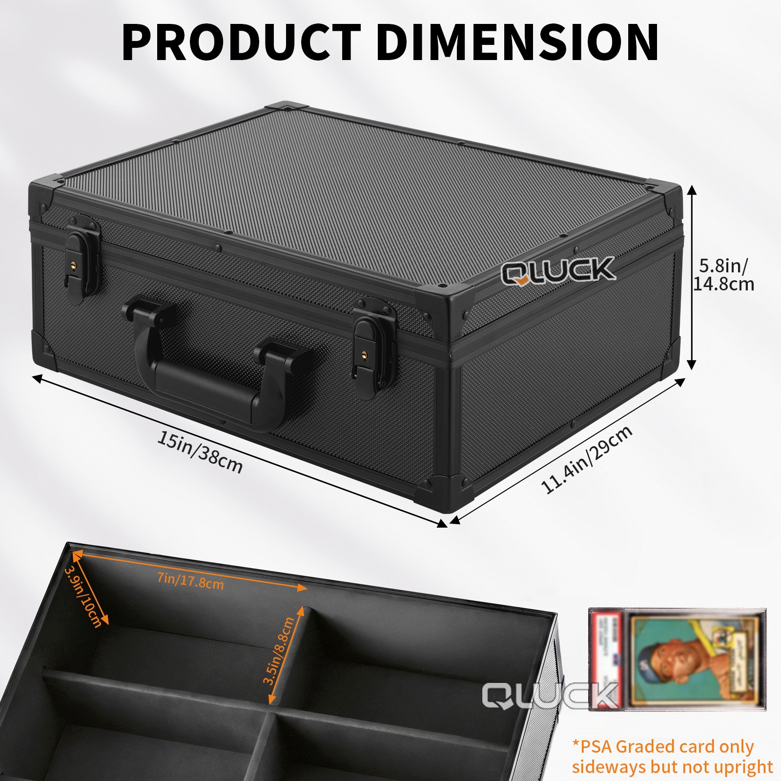 XL Toploader Graded Card Storage Box 4 Slots Sports Card Holder Case Key Lock
