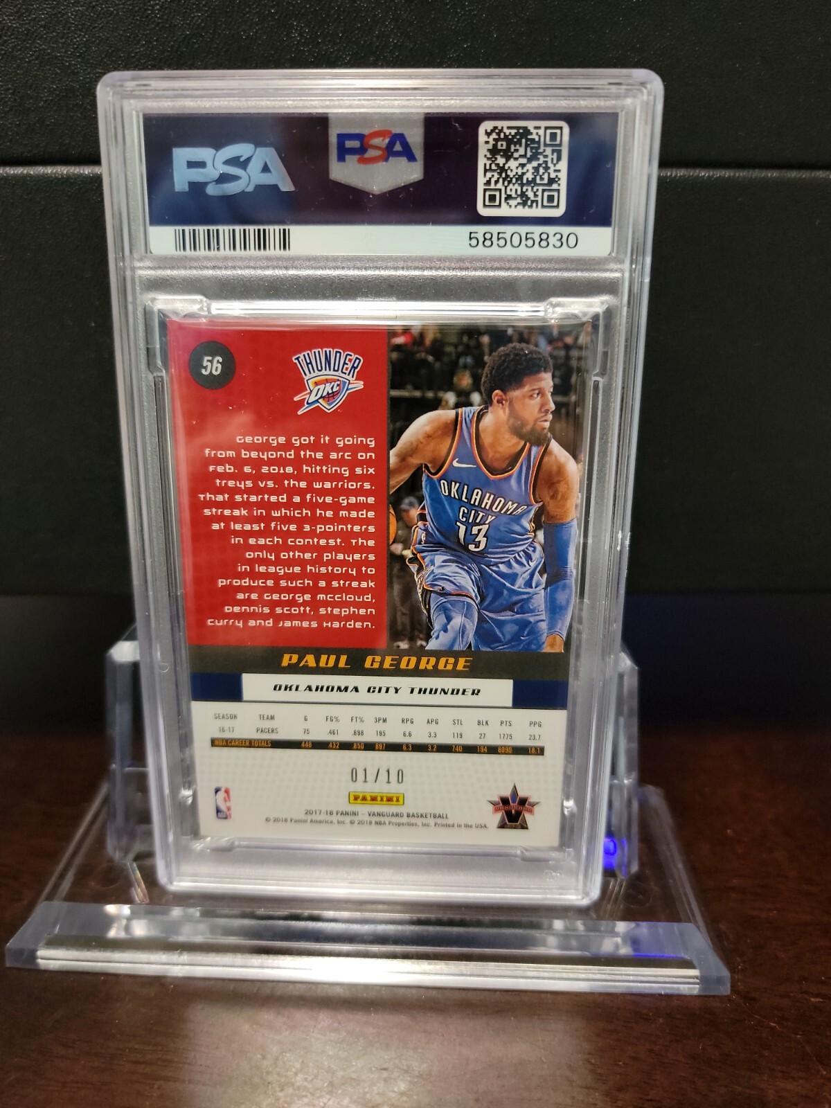 2017 Panini Vanguard 56 Paul George Gold PSA 9 🔥🔥🔥🔥🔥POP 1 NONE HIGHER📈📈📈