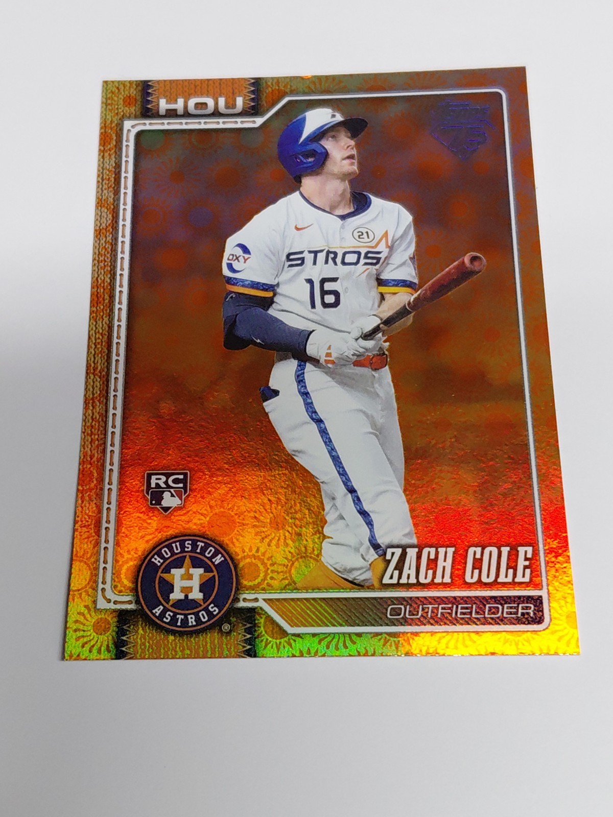 2026 Topps Series 2 Orange “SUN” Holo Foil Parallel #601 Zach Cole, Houston RC