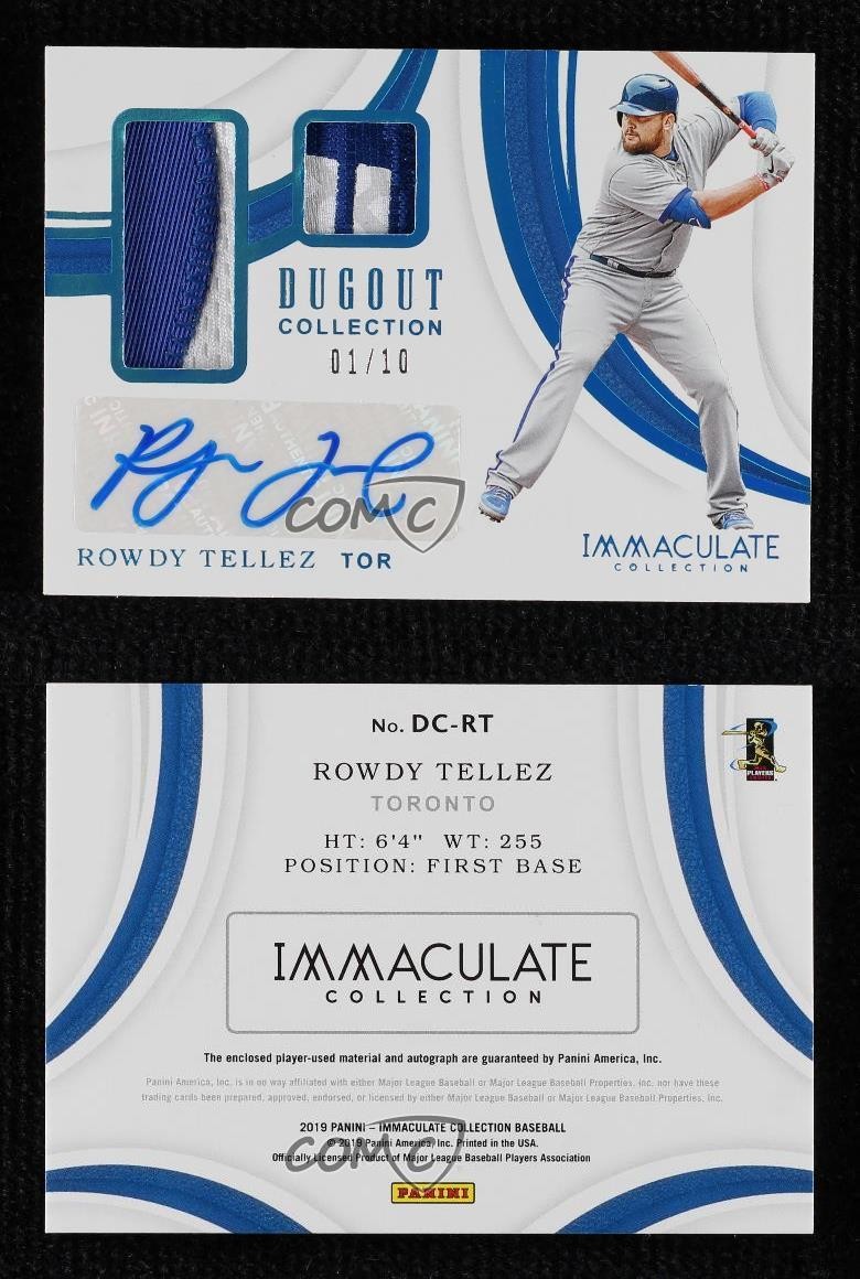 2019 Immaculate Dugout Collection Prime 1/10 Rowdy Tellez Rookie Auto RC 1sr2