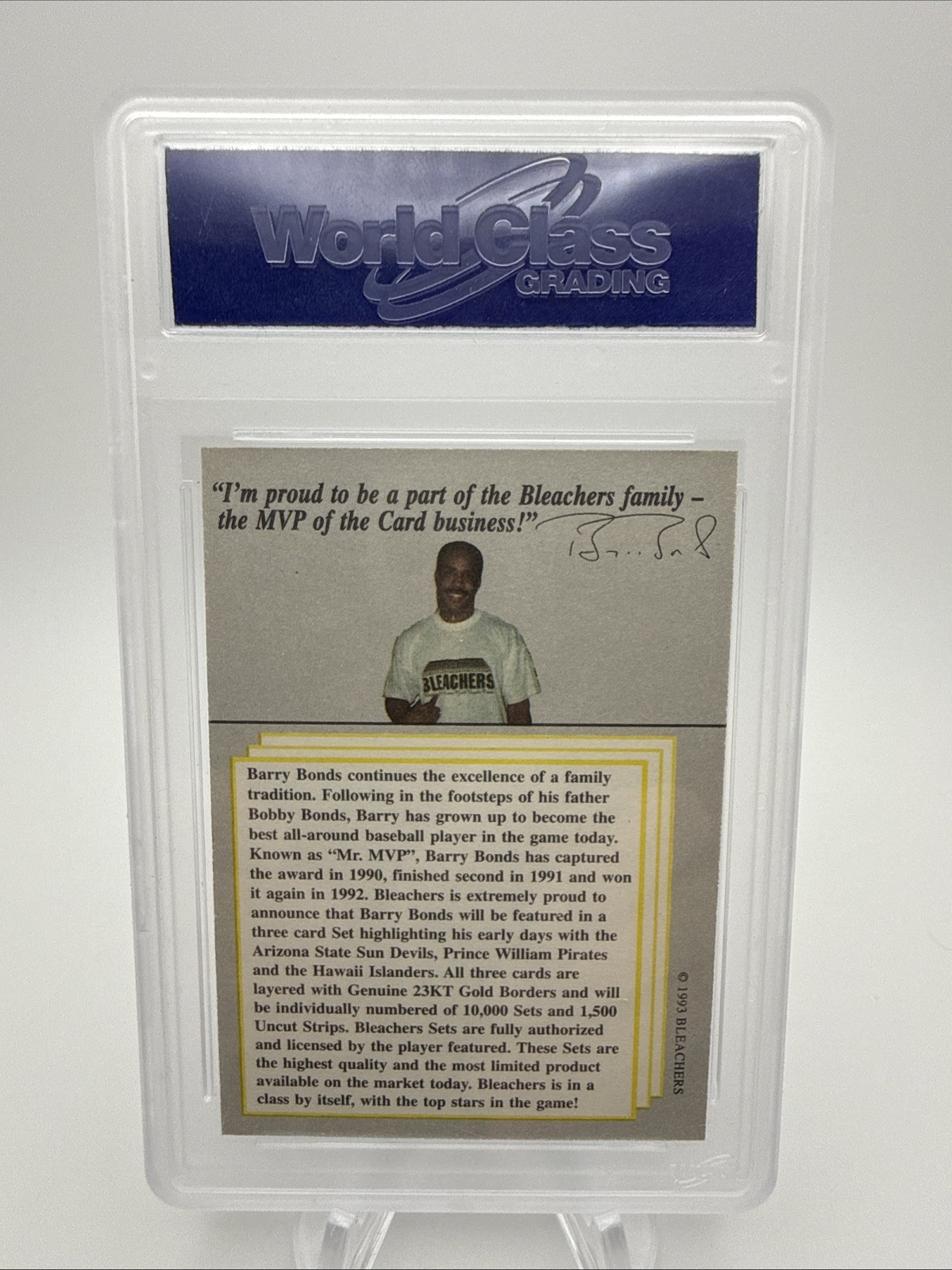 BARRY BONDS 1993 Bleachers 23KT Gold Border Full Set of 4 – WCG 10 (Gem Mint)
