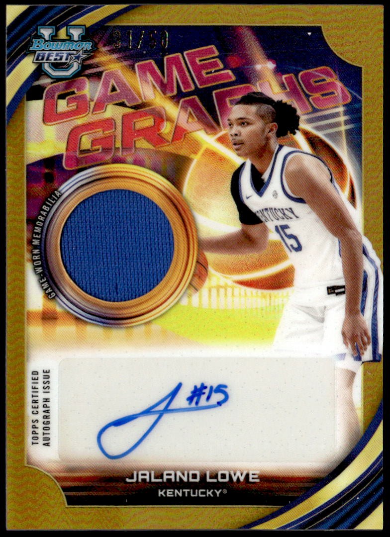 2025-26 Bowman U Best #GG-JL Jaland Lowe Game Graphs Relic Autograph Gold #/50