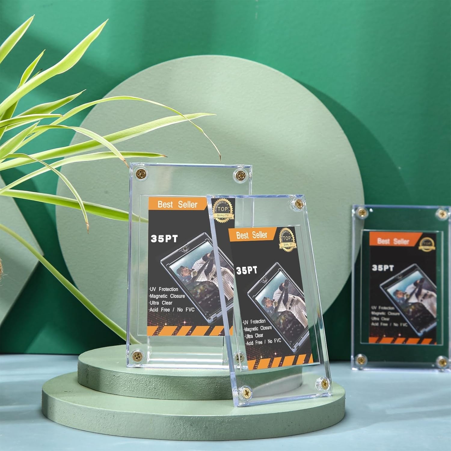 5-Pk 4-Screw Acrylic Trading Card Protectors Clear Display Cases for Sports Card