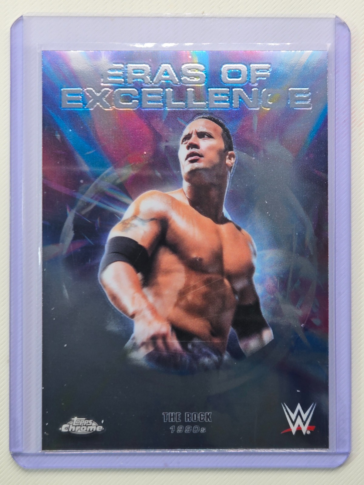 The Rock 2026 Topps Chrome WWE #ERA-12 Eras of Excellence Insert Card