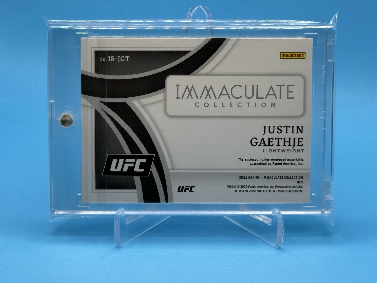 2022 Panini UFC Immaculate JUSTIN GAETHJE Immaculate Standard Relic #42/99