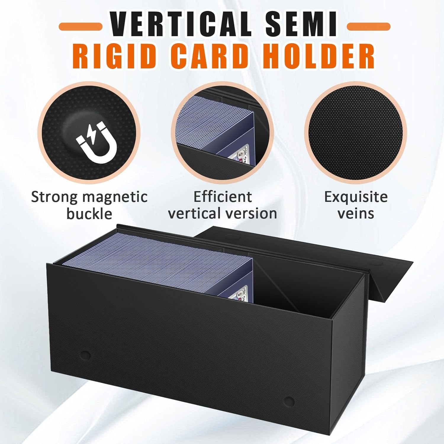 Semi Rigid Card Holder & Magnetic Storage Box Case for Trading Cards – 1ct Black