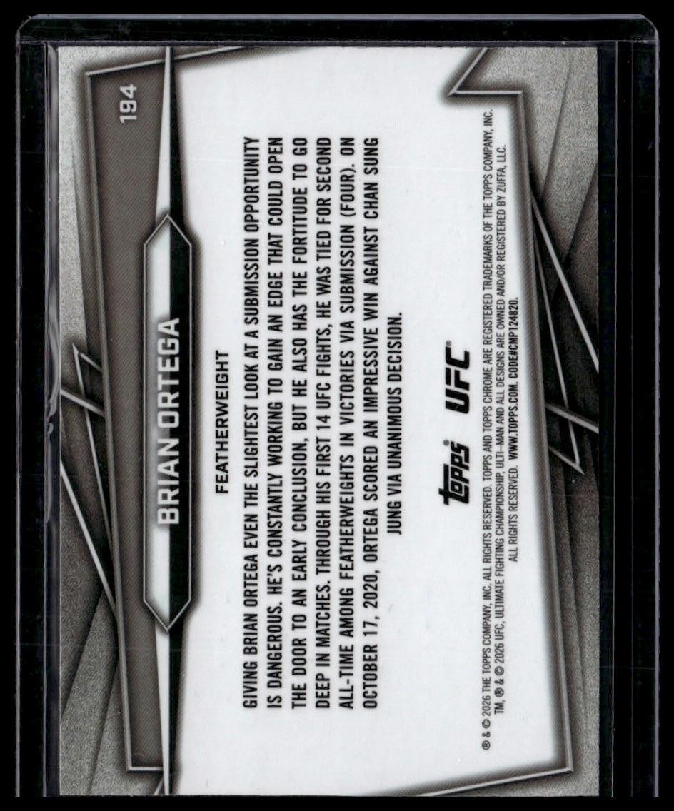 2026 Topps Chrome UFC #194 Brian Ortega Blue Geometric Refractor #/99