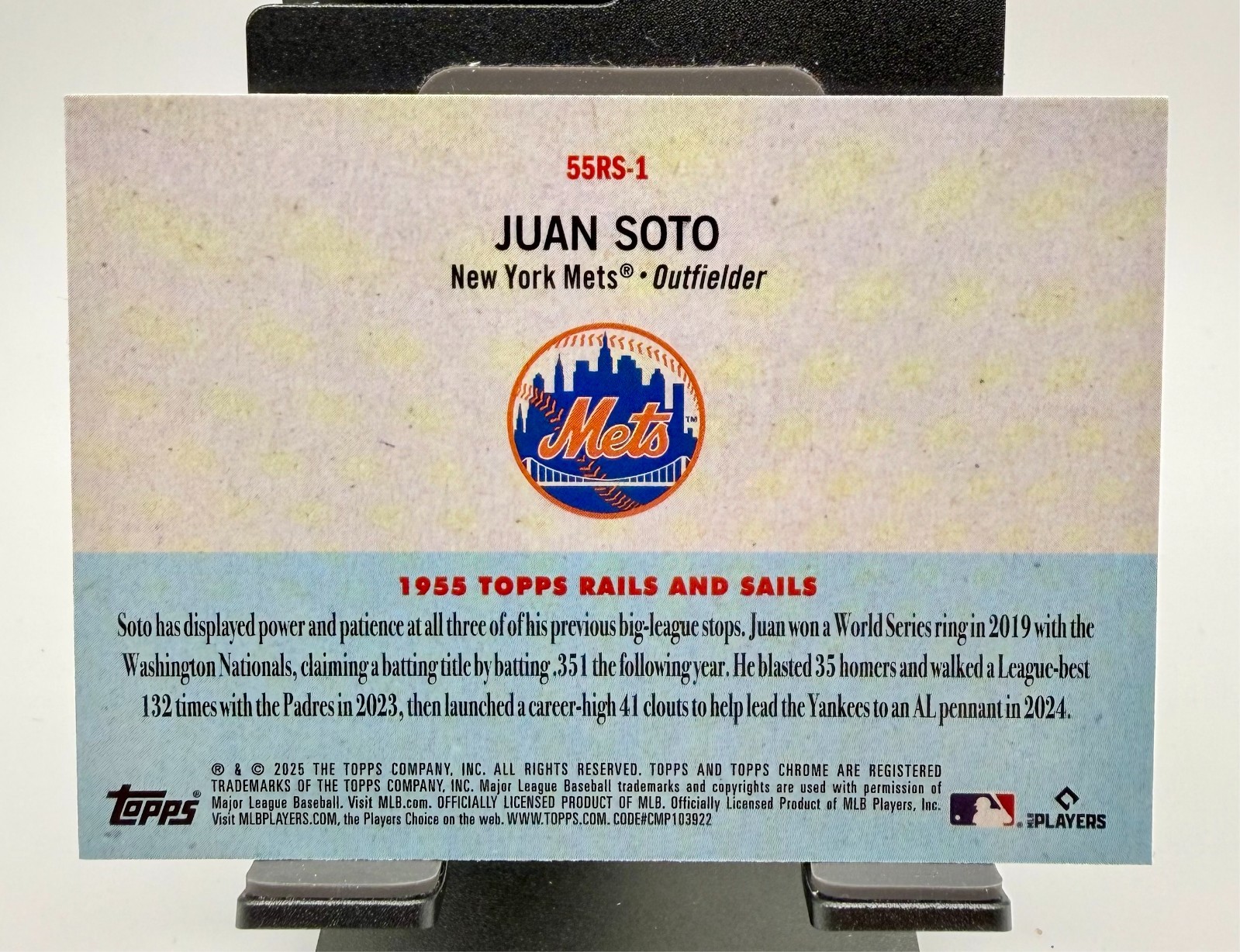 2025 Topps Chrome Platinum – Juan Soto 1955 Rails and Sails #55RS-1 Mets