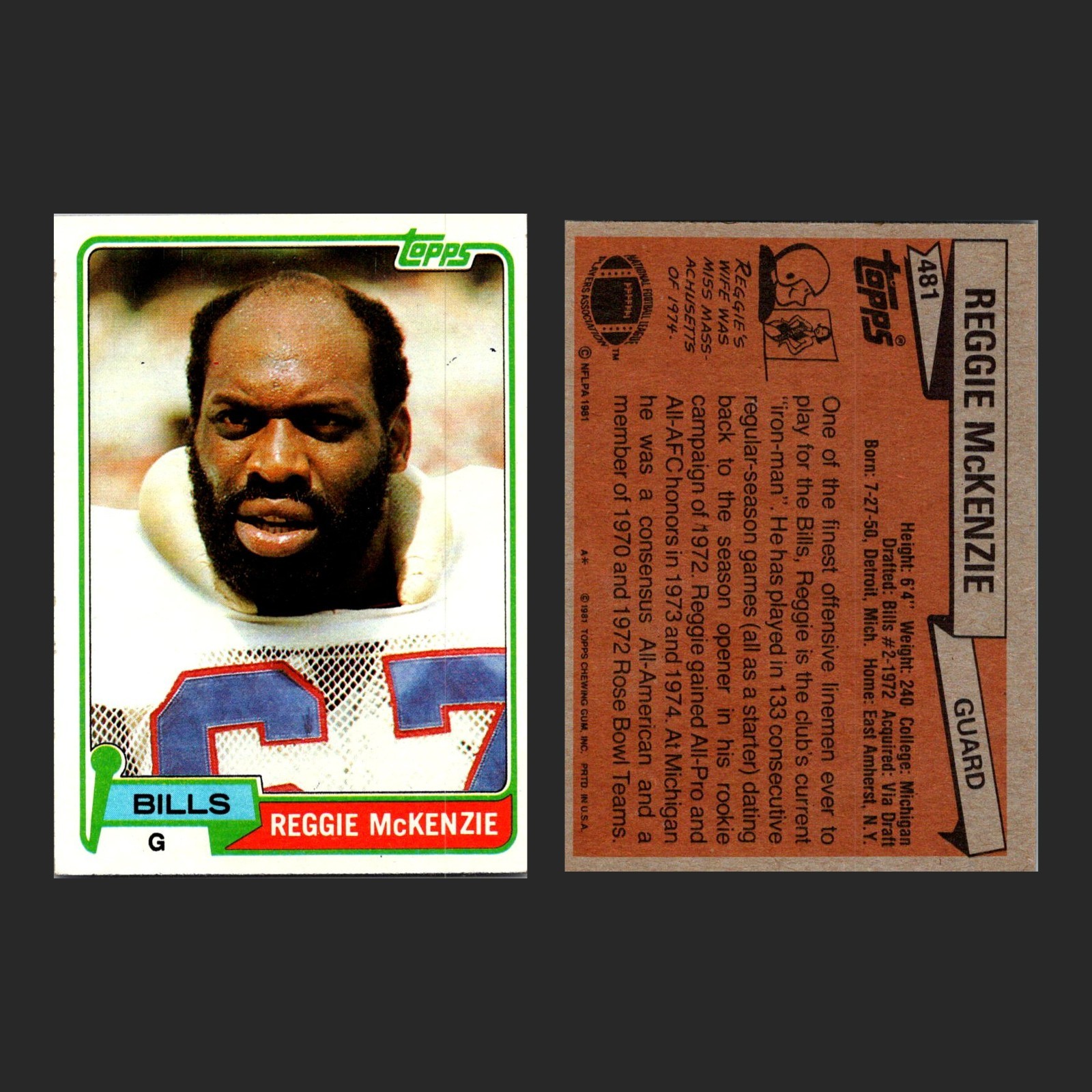 Reggie McKenzie 5-Card Lot Bills Topps Vintage All-Pro Guard
