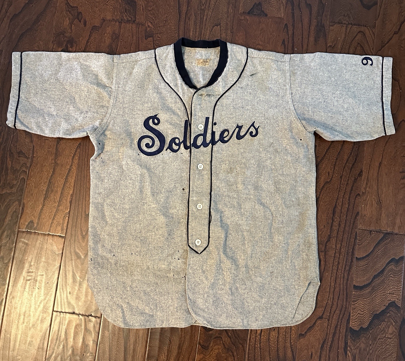Vintage 40s ‘Soldiers’ Flannel Baseball jersey College Athletic Co Dodge Davis