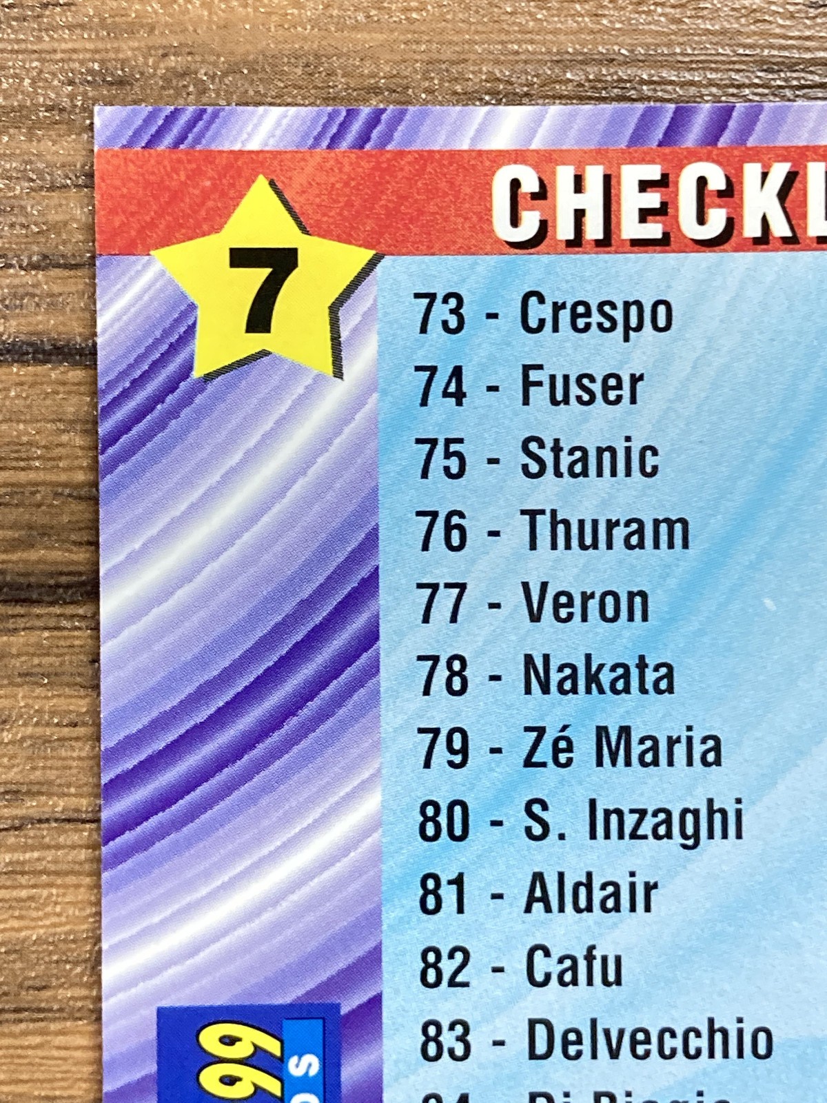 Free Shipping! Panini Card Calcio 99 1999 Serie A #7 Checklist George Weah