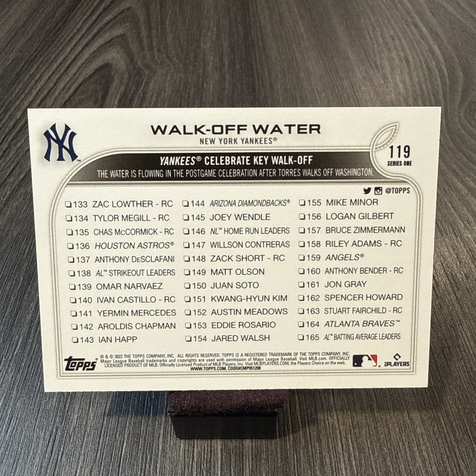 2022 Topps Series 1 1st Edition Yankees Checklist Gleyber Torres #119