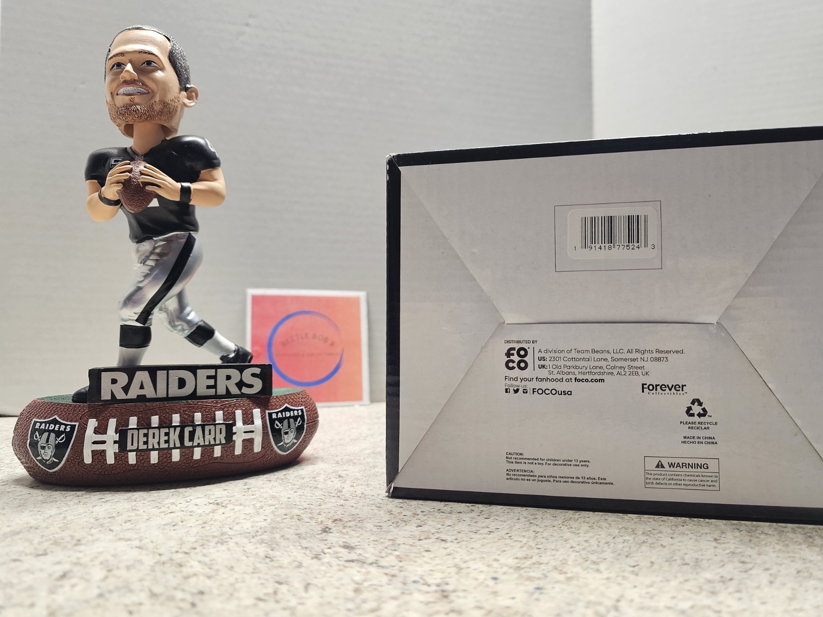 Derek Carr Las Vegas Raiders NFL 2018 #’d FOCO Baller Bobblehead NIB