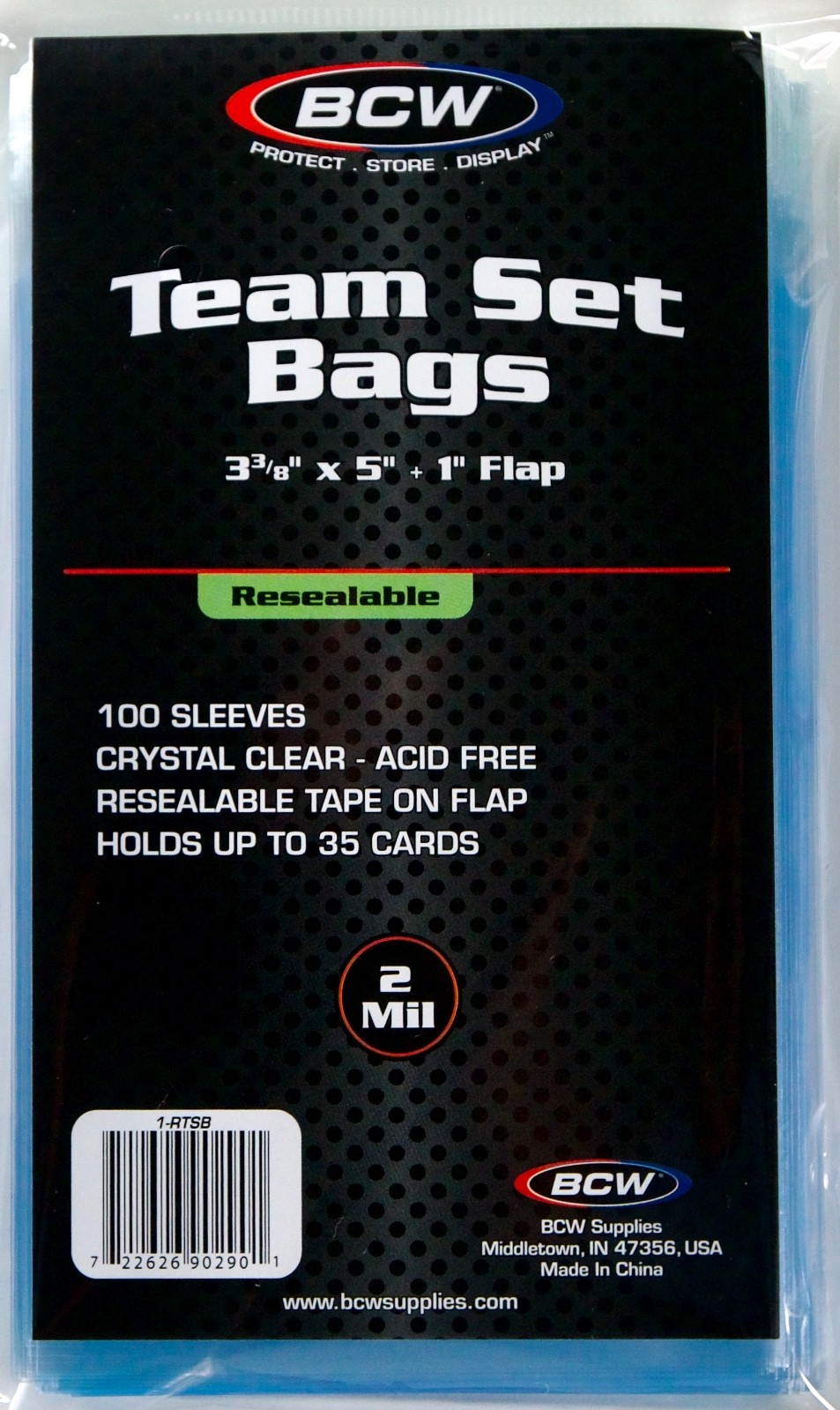 BCW Resealable Team Set Bags 100 Count – Holds 35 Cards or 5 Toploaders