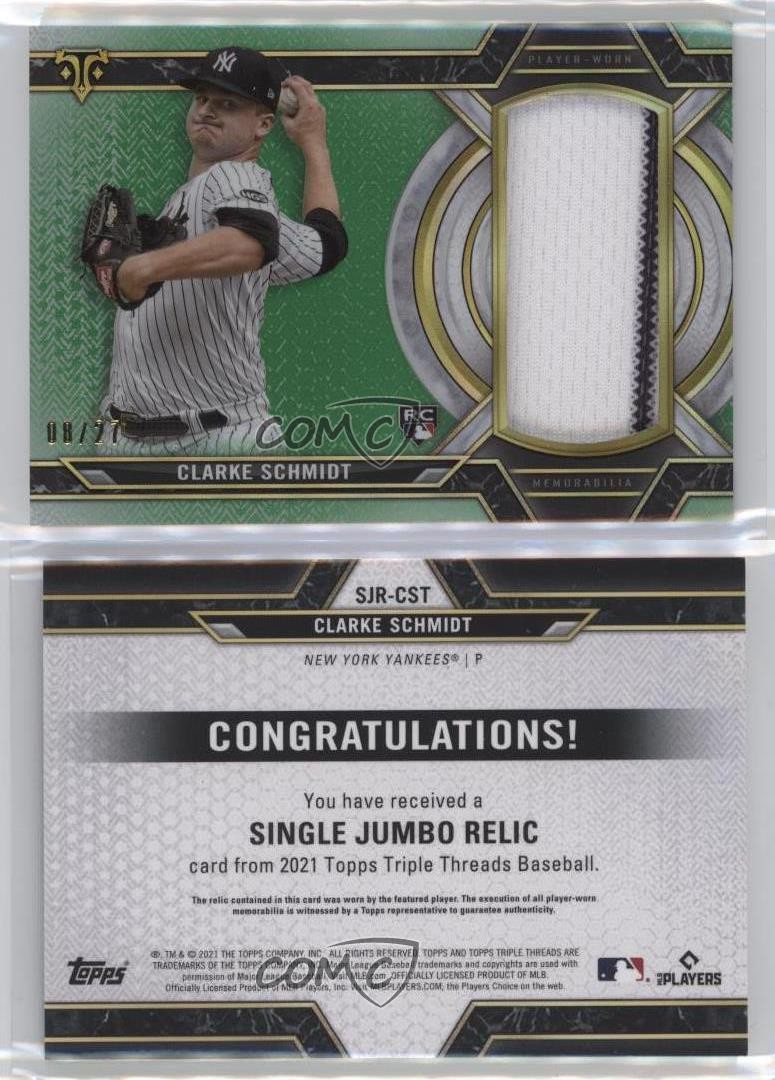 2021 Topps Triple Threads Emerald 8/27 Clarke Schmidt #SJR-CST Rookie RC 1d59
