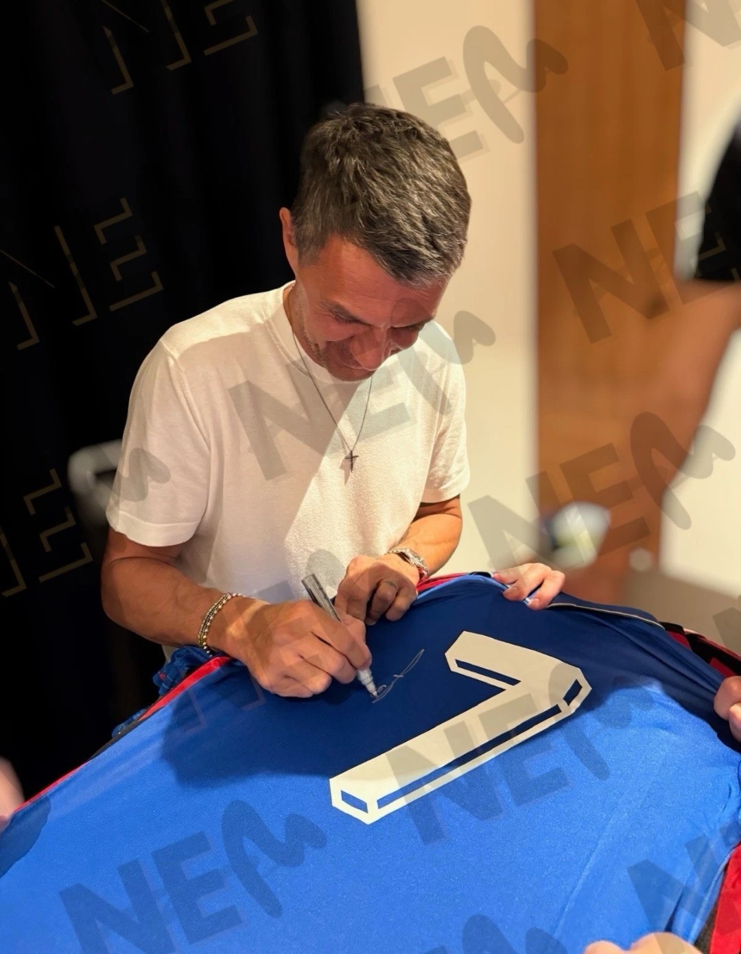 PAOLO MALDINI Rare Hand Signed Retro 1990 Italy National Team Shirt #7 PROOF/COA