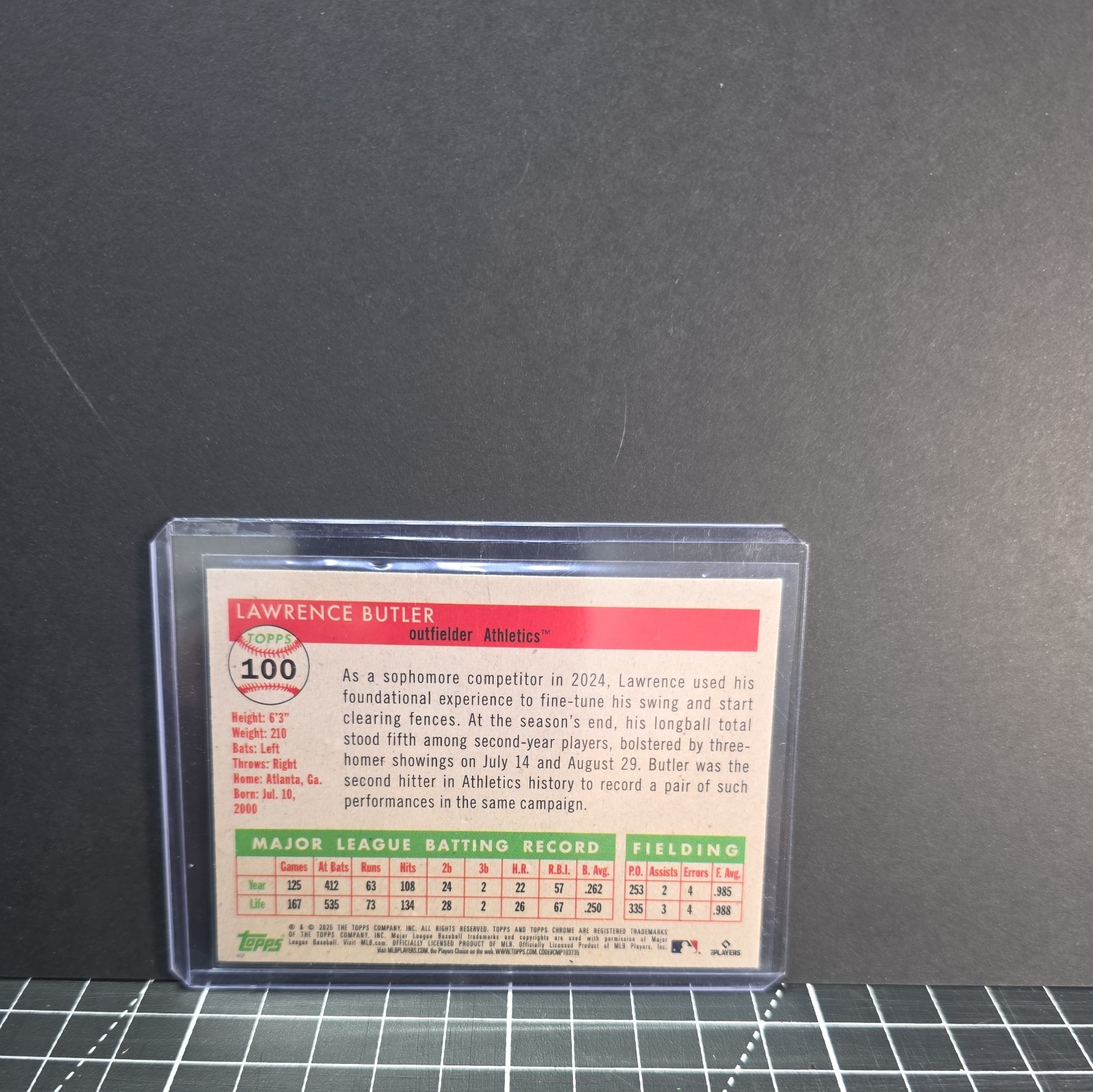 2025 Topps Chrome Platinum Baseball Topps Logo Refractor /499 Lawrence Butler