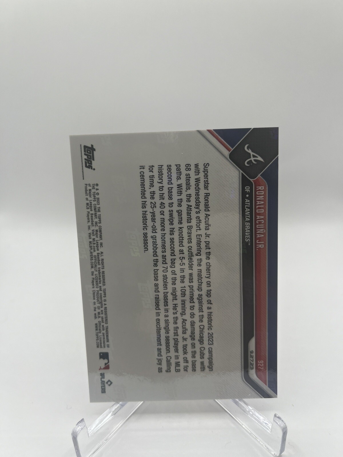 Ronald Acuna Jr. 2023 MLB Topps NOW Card #927 40/70 Club Atlanta Braves