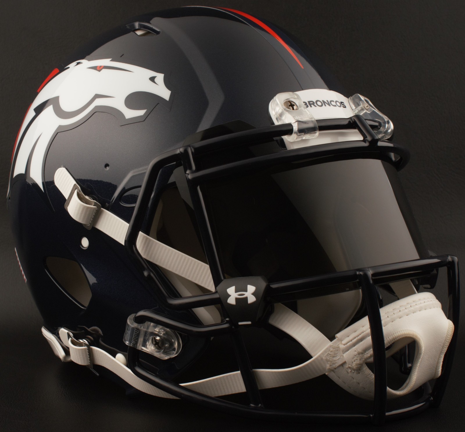 DENVER BRONCOS NFL Football Helmet with BLACK-TINT Visor / Eye Shield