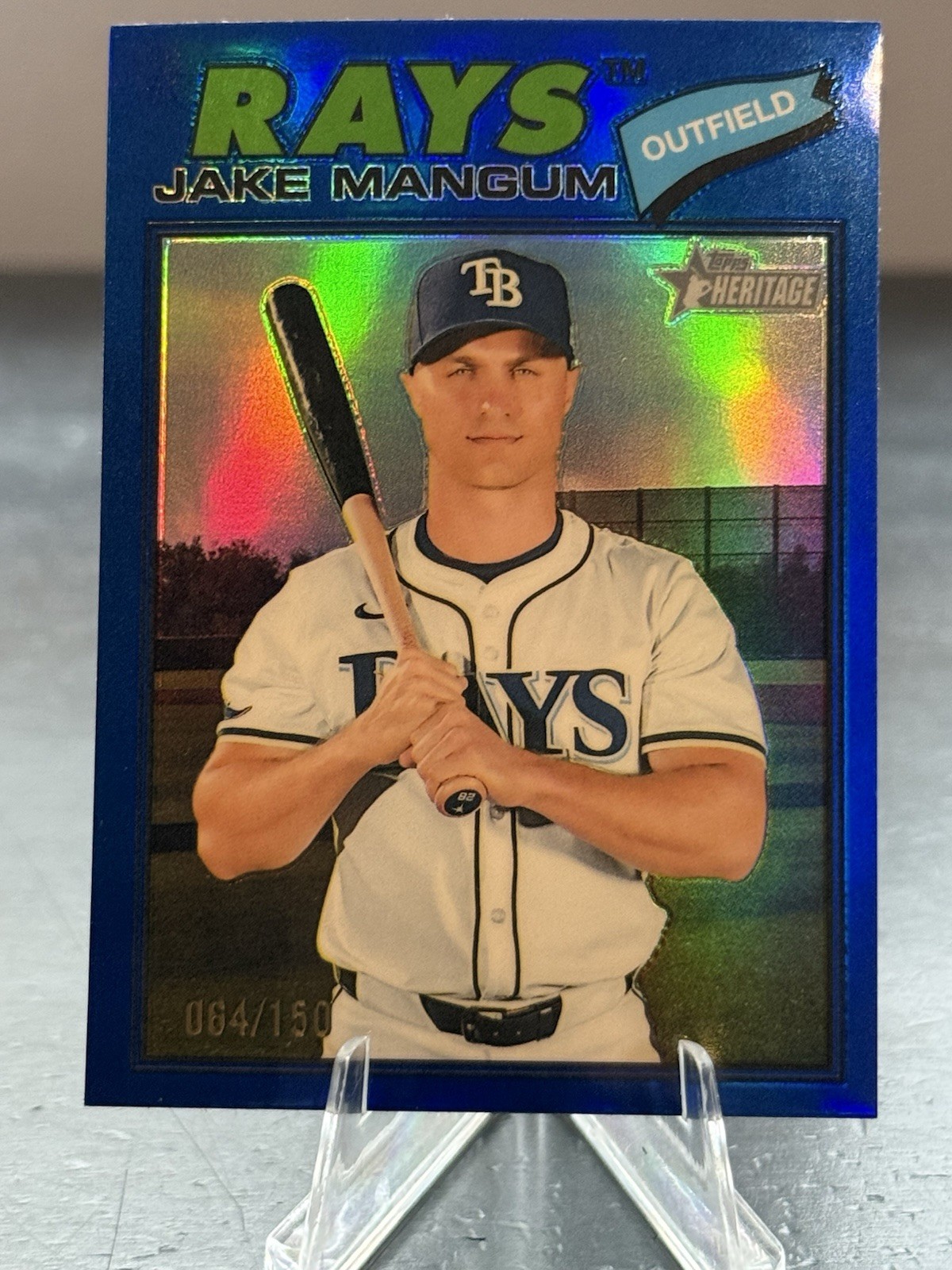 2025 Topps Heritage JAKE MANGUM Chrome Blue Refractor Rookie Card /150 #693 Rays