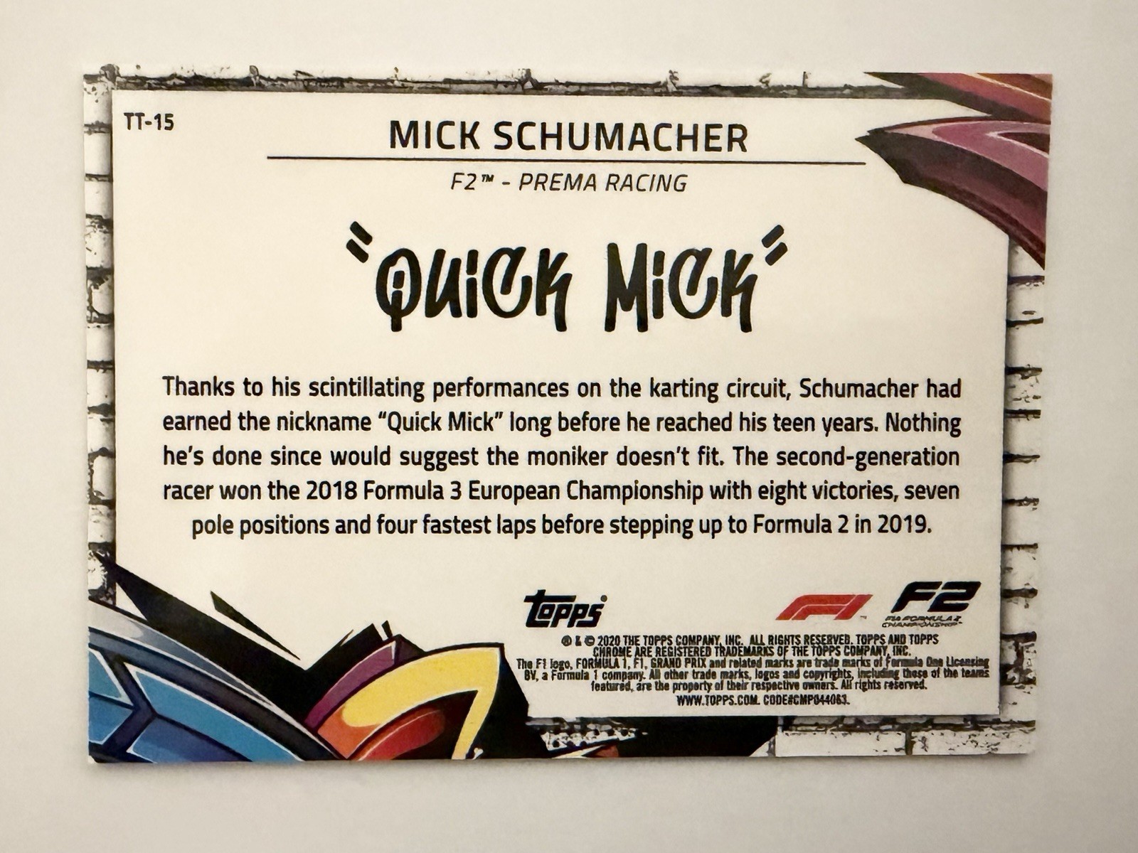 2020 Topps Chrome Formula 1 Track Tags #TT-15 MICK SCHUMACHER Quick Mick Prema