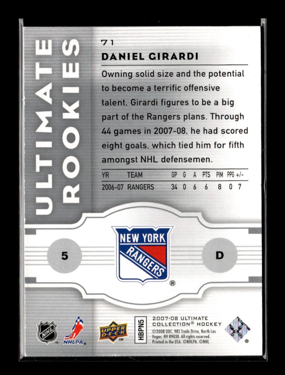 2007-08 Upper Deck Ultimate Collection #71 Daniel Girardi #/499