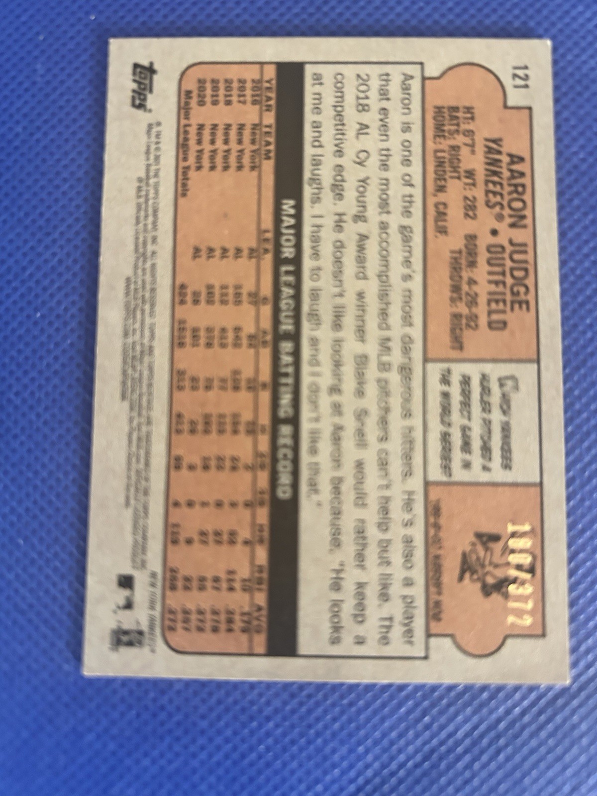 2021 Topps Heritage – Aaron Judge #121 Chrome Red Refractor /372