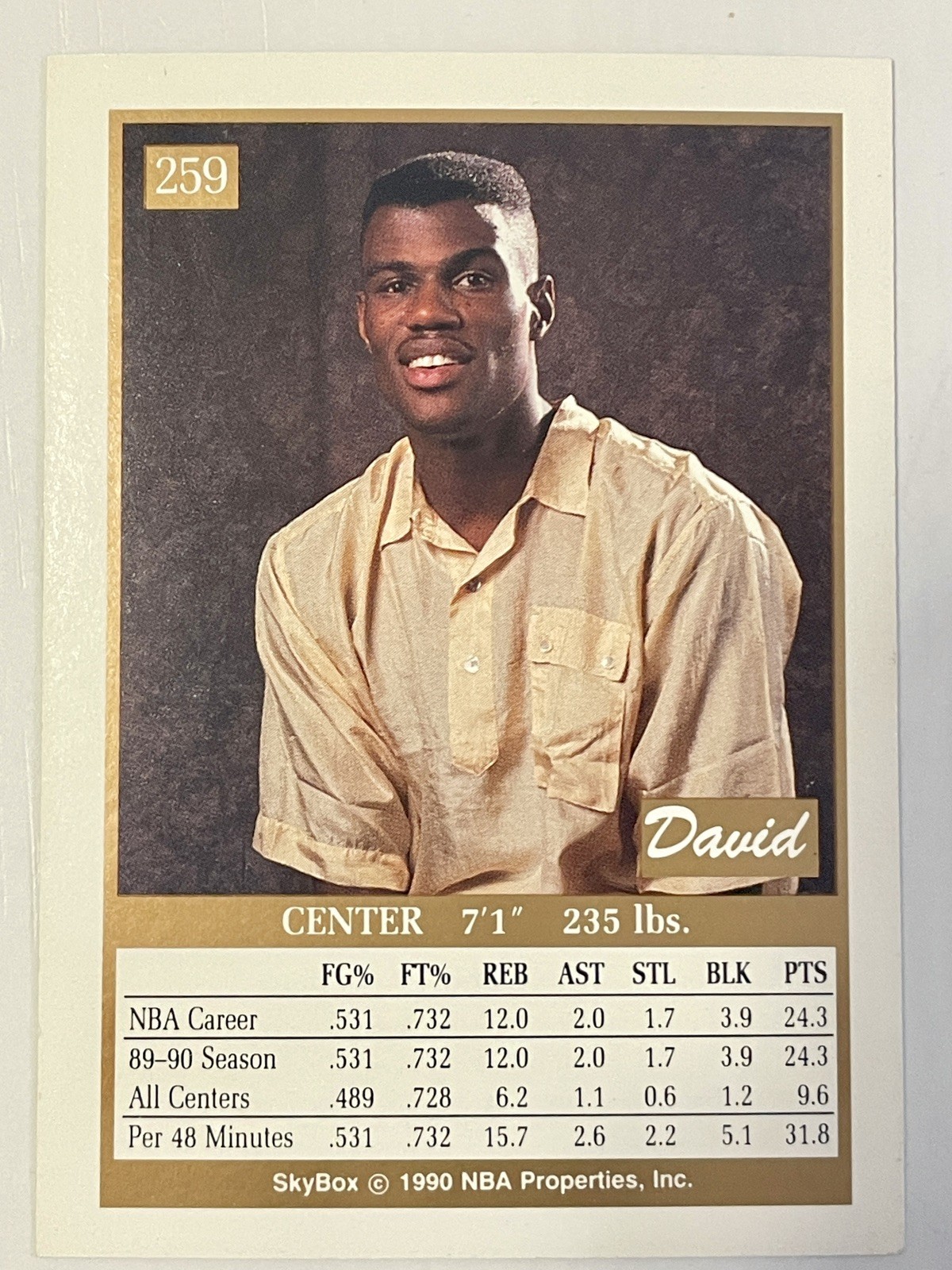 1990-91 Skybox David Robinson #259 Prototype – SKYBOX DEBUT ROOKIE