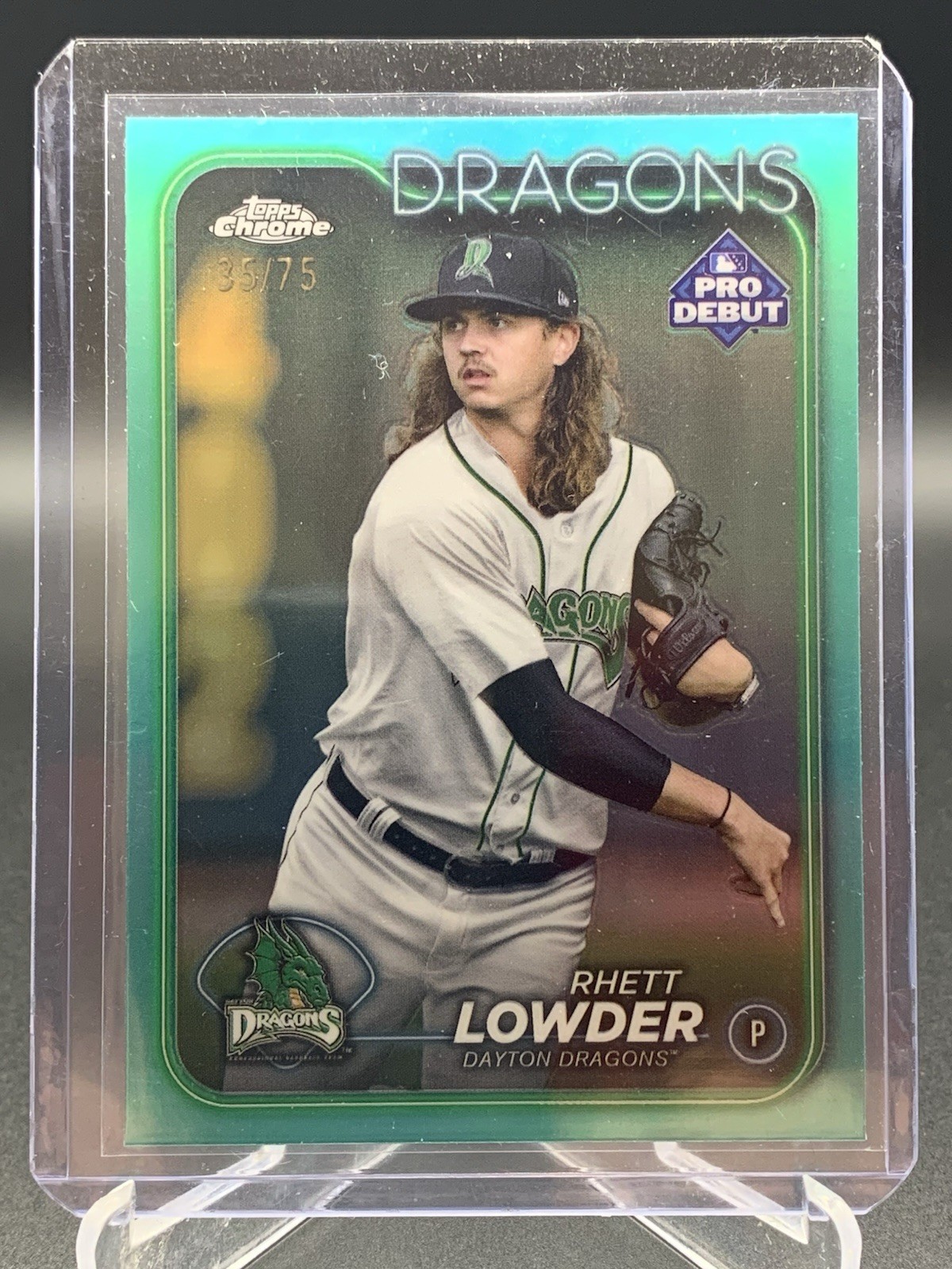 Rhett Lowder 2024 Topps Chrome Pro Debut 35/75 Aqua Refractor #PDC-92 Dragons