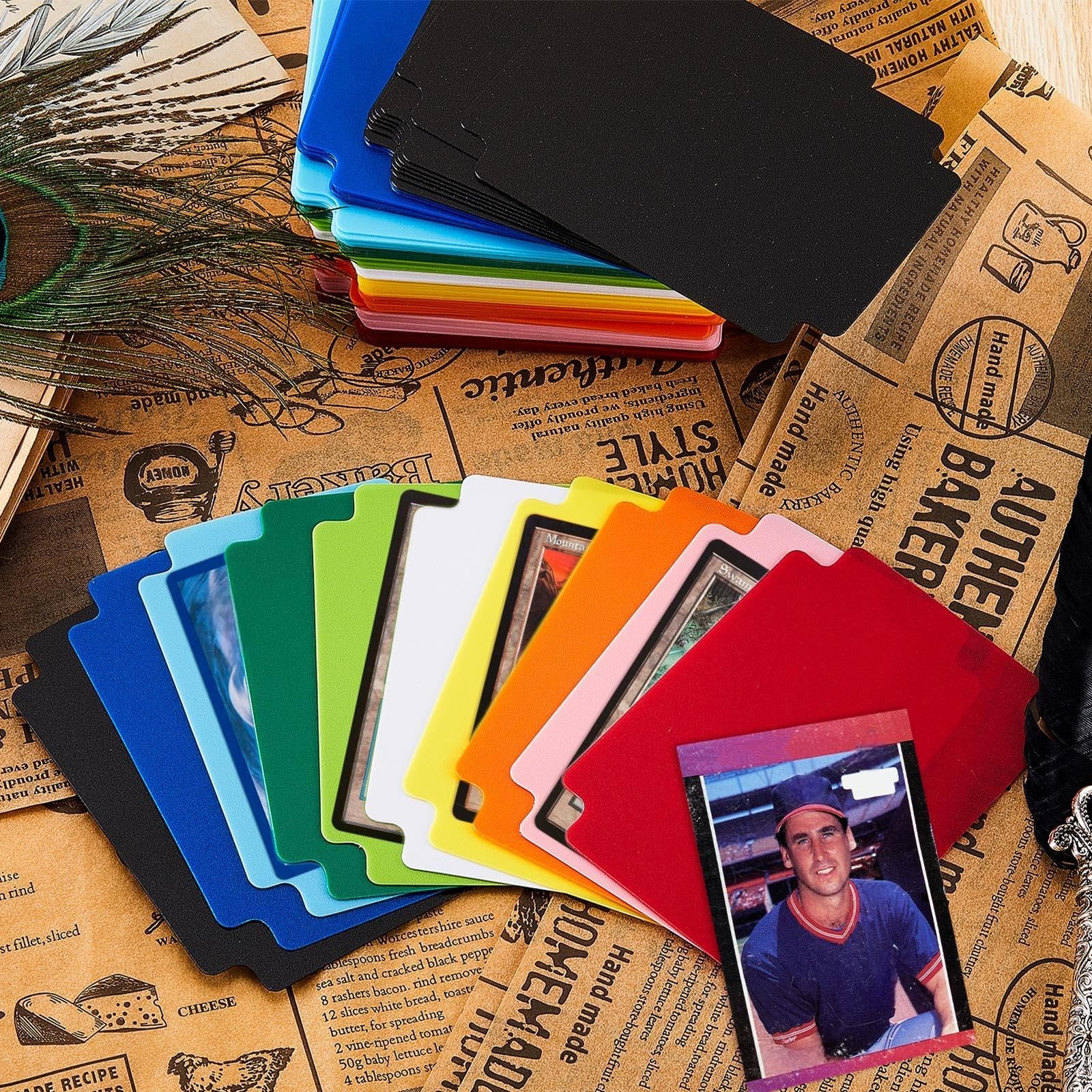 50 Pcs Trading Card Dividers Plastic Card Dividers, Multicolor Frosted Separa…