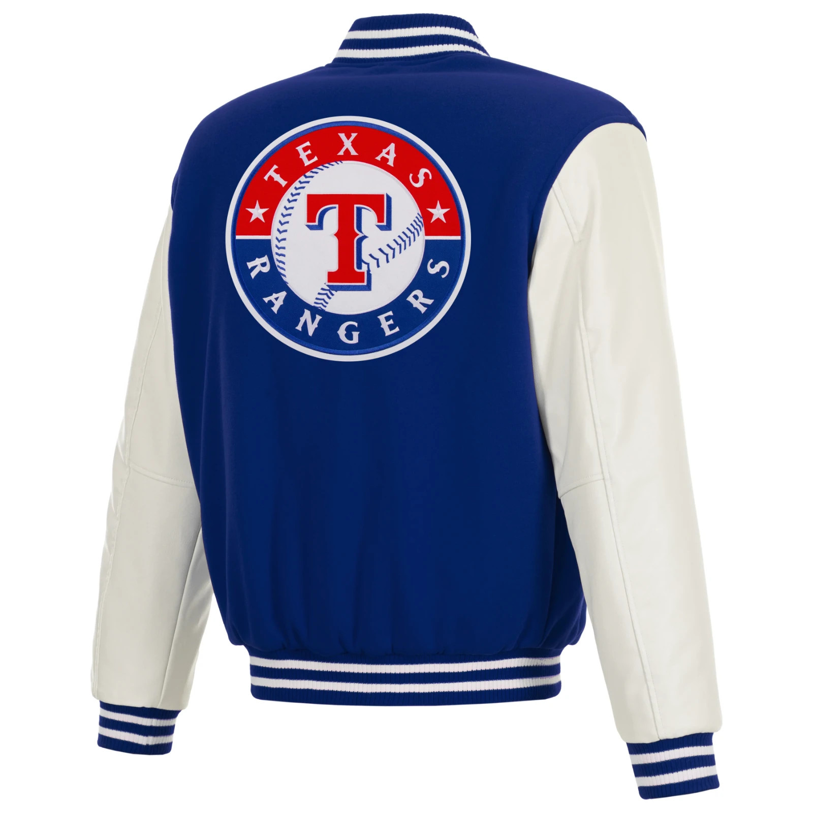 JH Design Texas Rangers Reversible Fleece Knit Collar Full Snap Coat