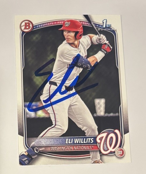 Eli Willits Signed 2025 1st Bowman Card Autographed Washington Nationals