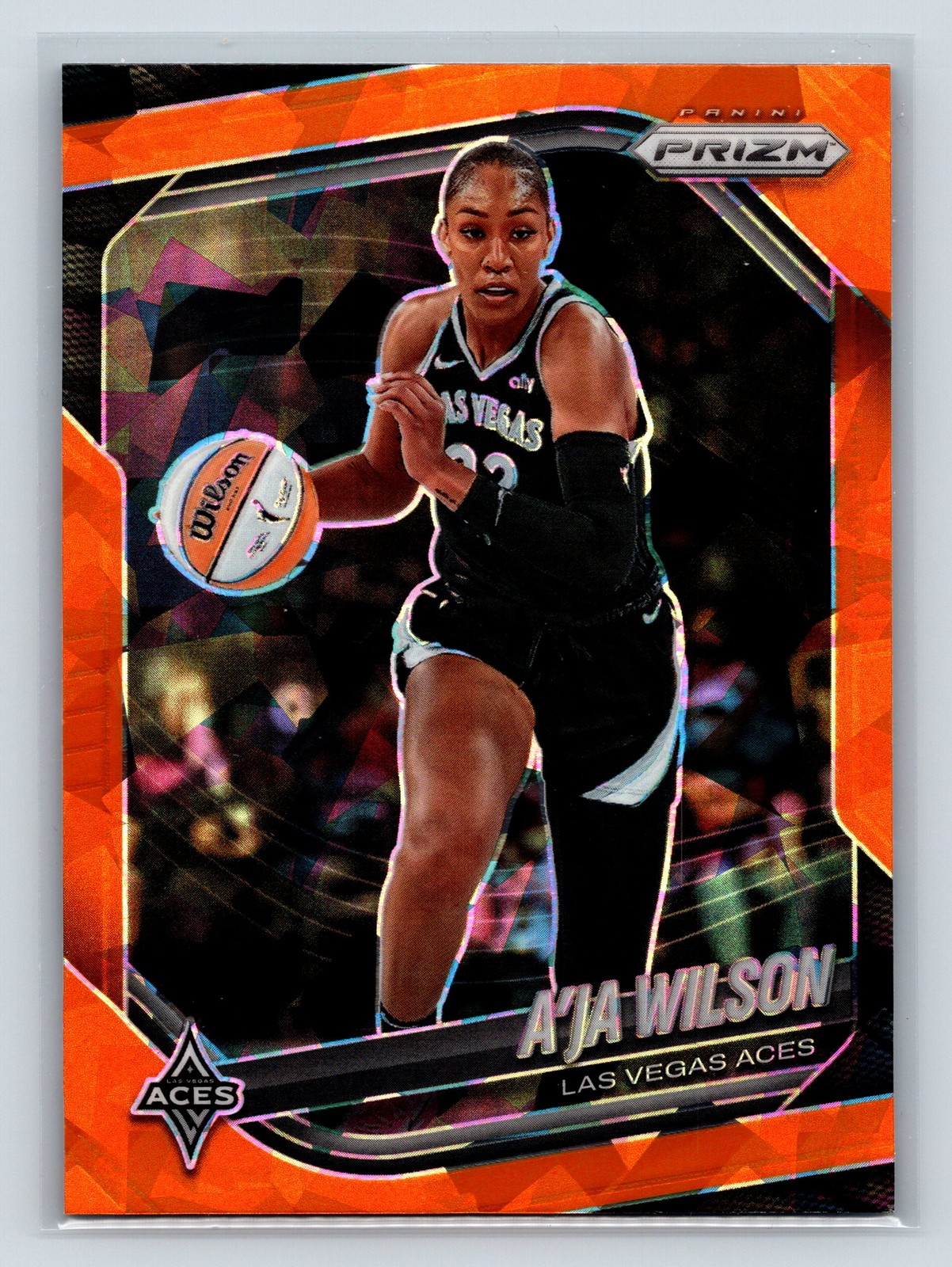 2025 Panini Prizm WNBA #76 A’ja Wilson Ice Orange Prizms