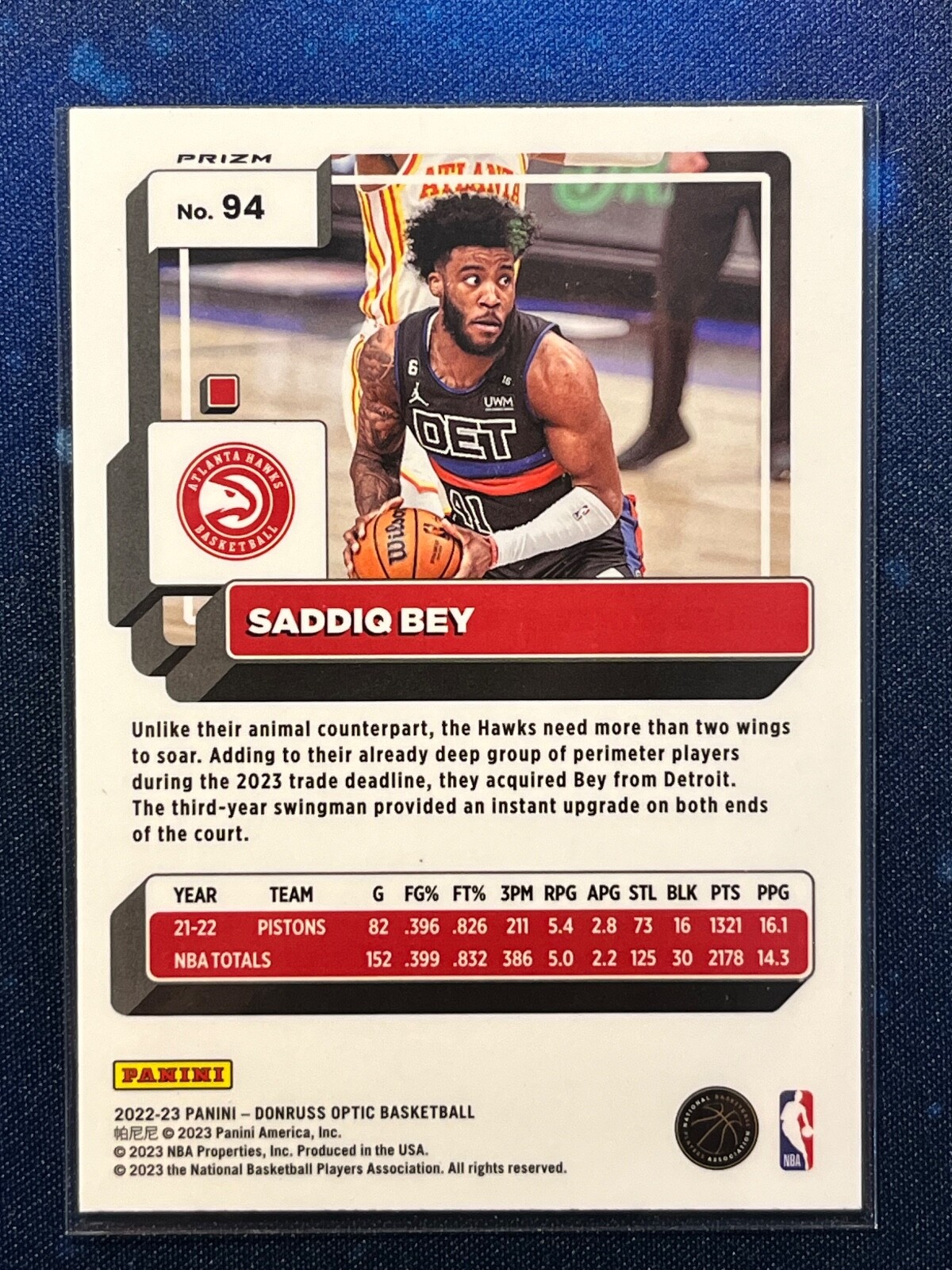 2022-23 Donruss Optic Purple Shock Parallel #94 Saddiq Bey