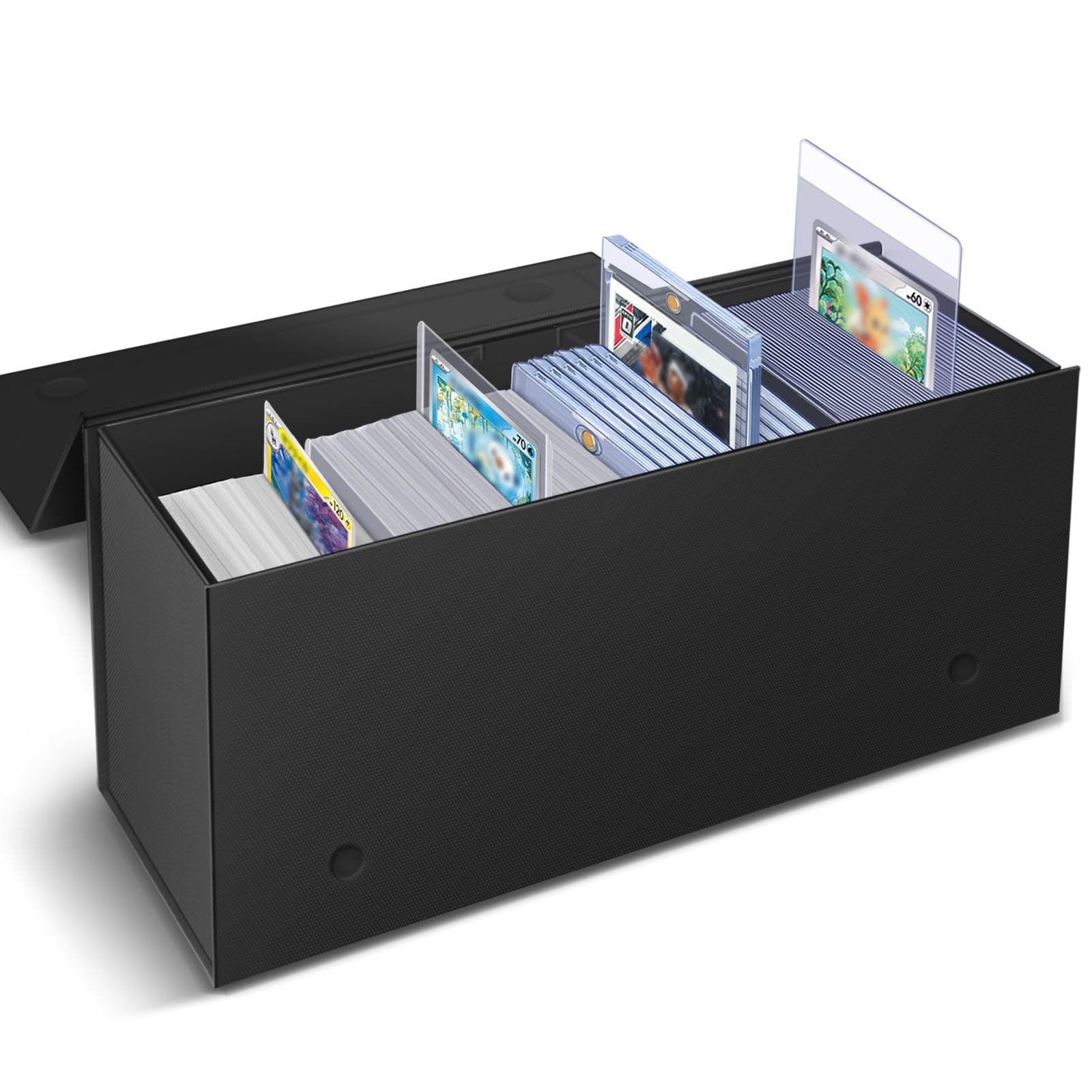 2 Pack Semi Rigid Card Holder, Magnetic and Semi Rigid Card Storage Box, Black