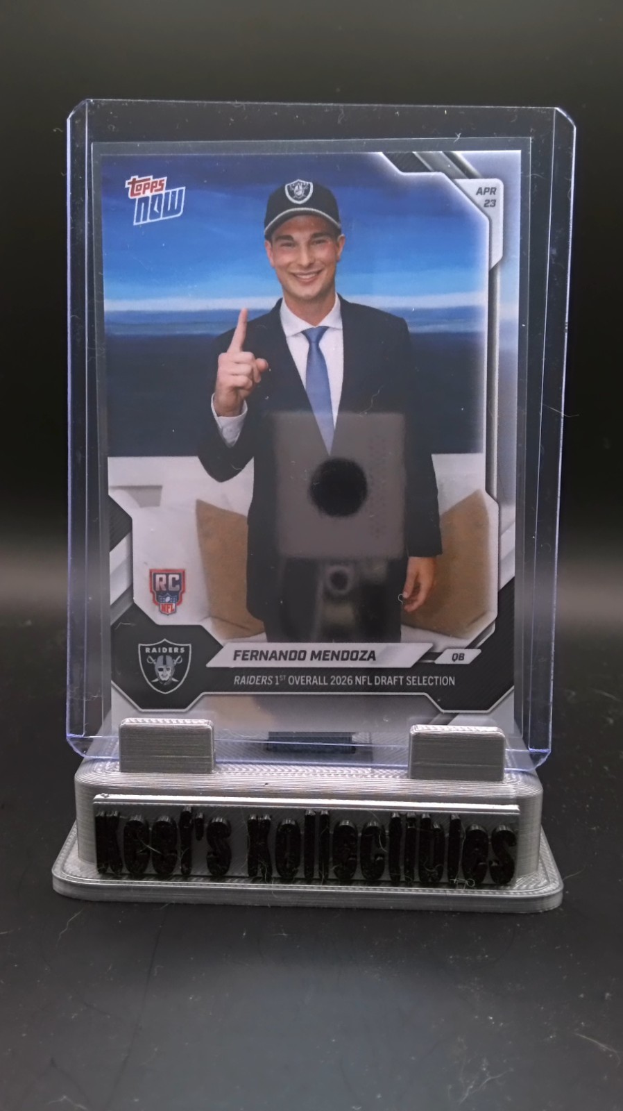 Fernando Mendoza 2026 Topps Now Raiders 1st Overall Pick Rookie RC #FMEN IN HAND