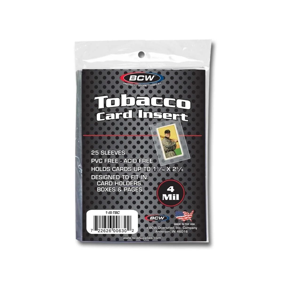 25 BCW Tobacco Card Insert Sleeves Soft Bags Acid Free Holders 4 Mil New
