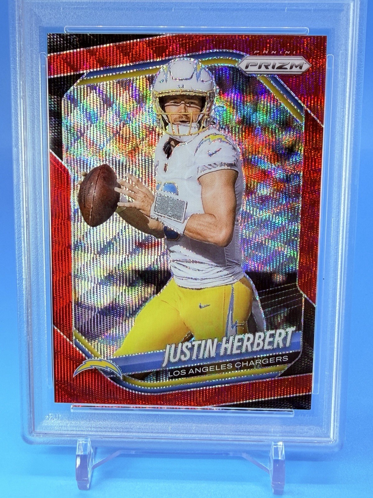 2025 Prizm ~ JUSTIN HERBERT ~ Red Wave Prizm #’d /149 ~ PSA 9 MINT POP 1 🔥