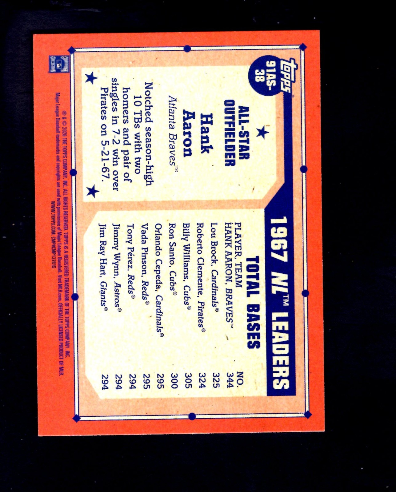 2026 Topps Series 2 1991 Insert All Stars #9182-38 – Hank Aaron Braves