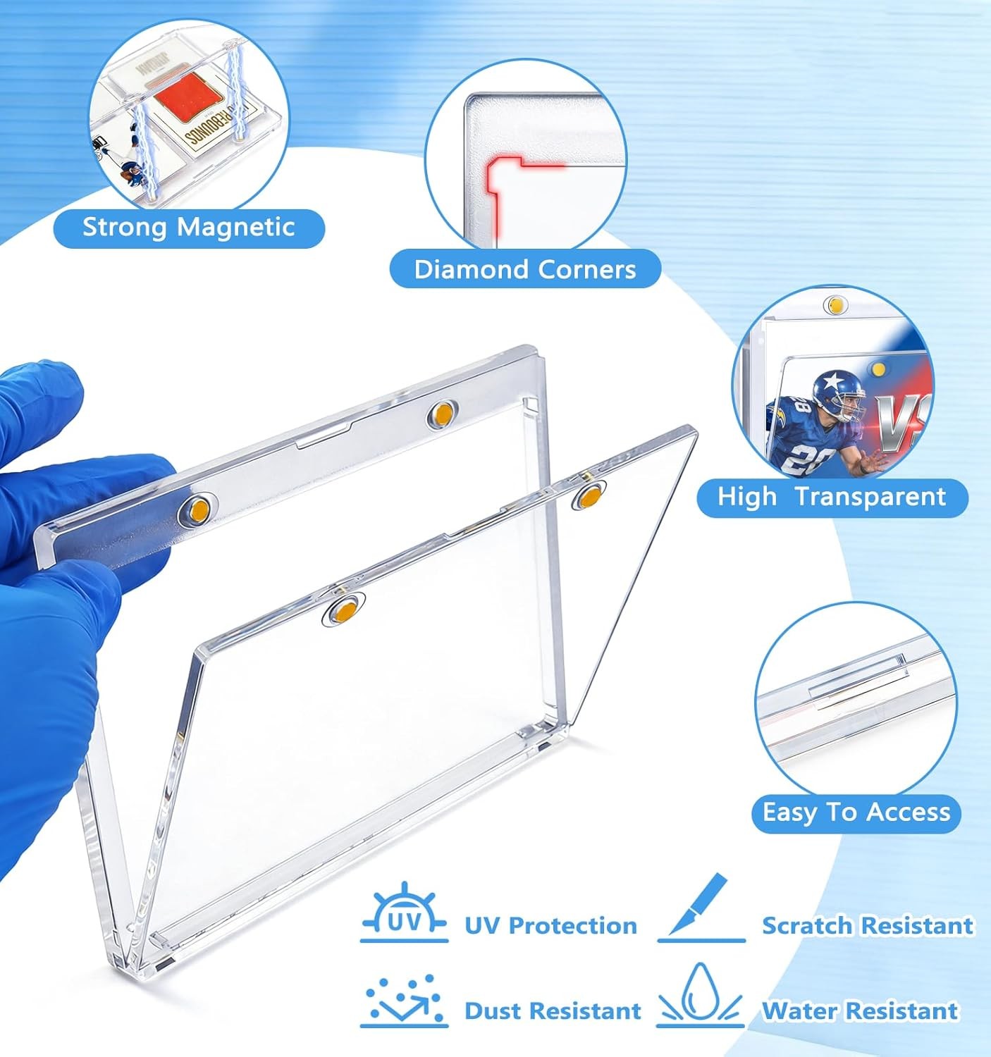 US 134mm Vertical Booklet 175PT One Touch Magnetic Trading Card Holder Protector