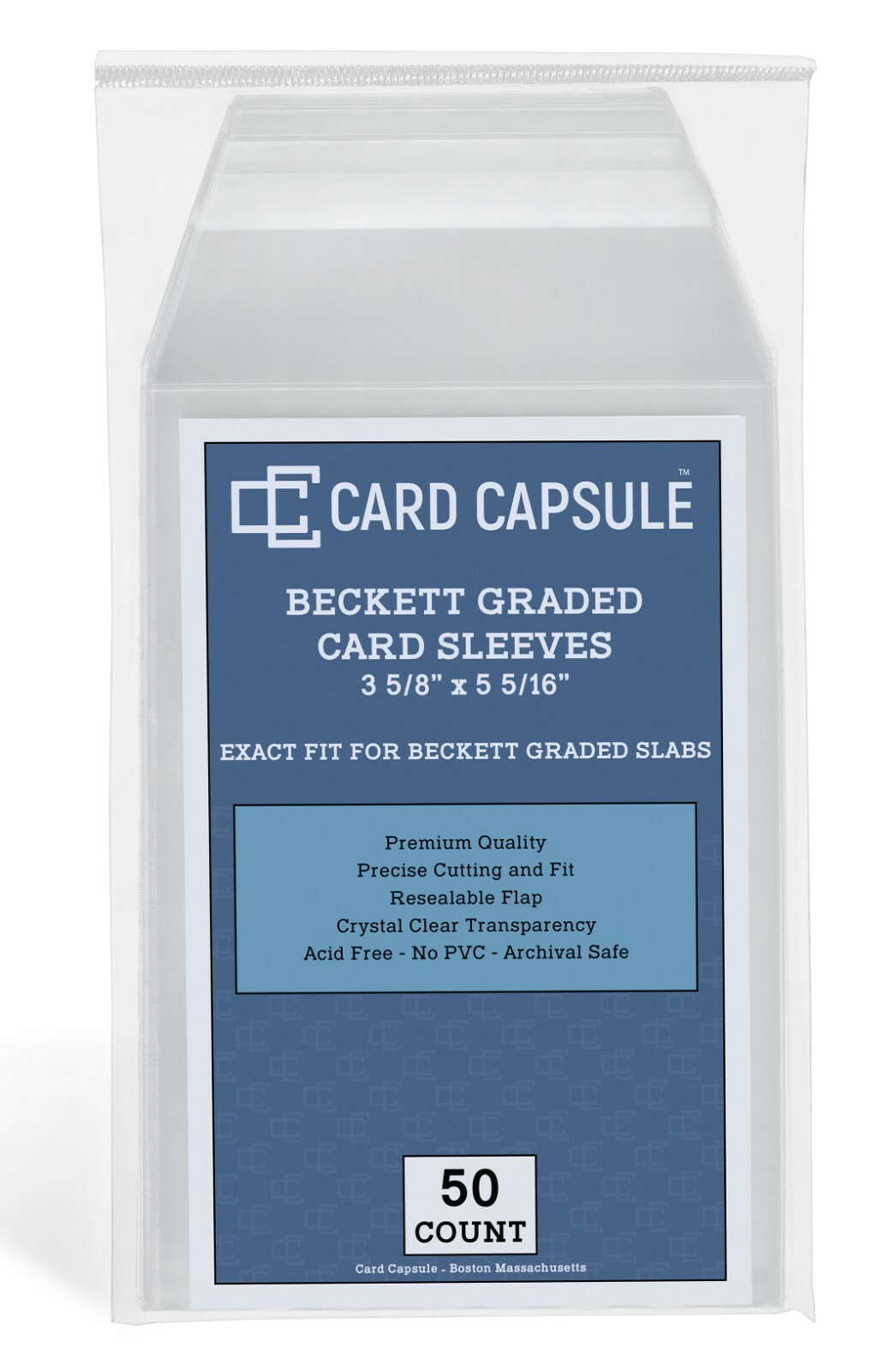 50 Count Graded Card Sleeves Exact Fit for BGS Graded Cards Resealable Sleeves