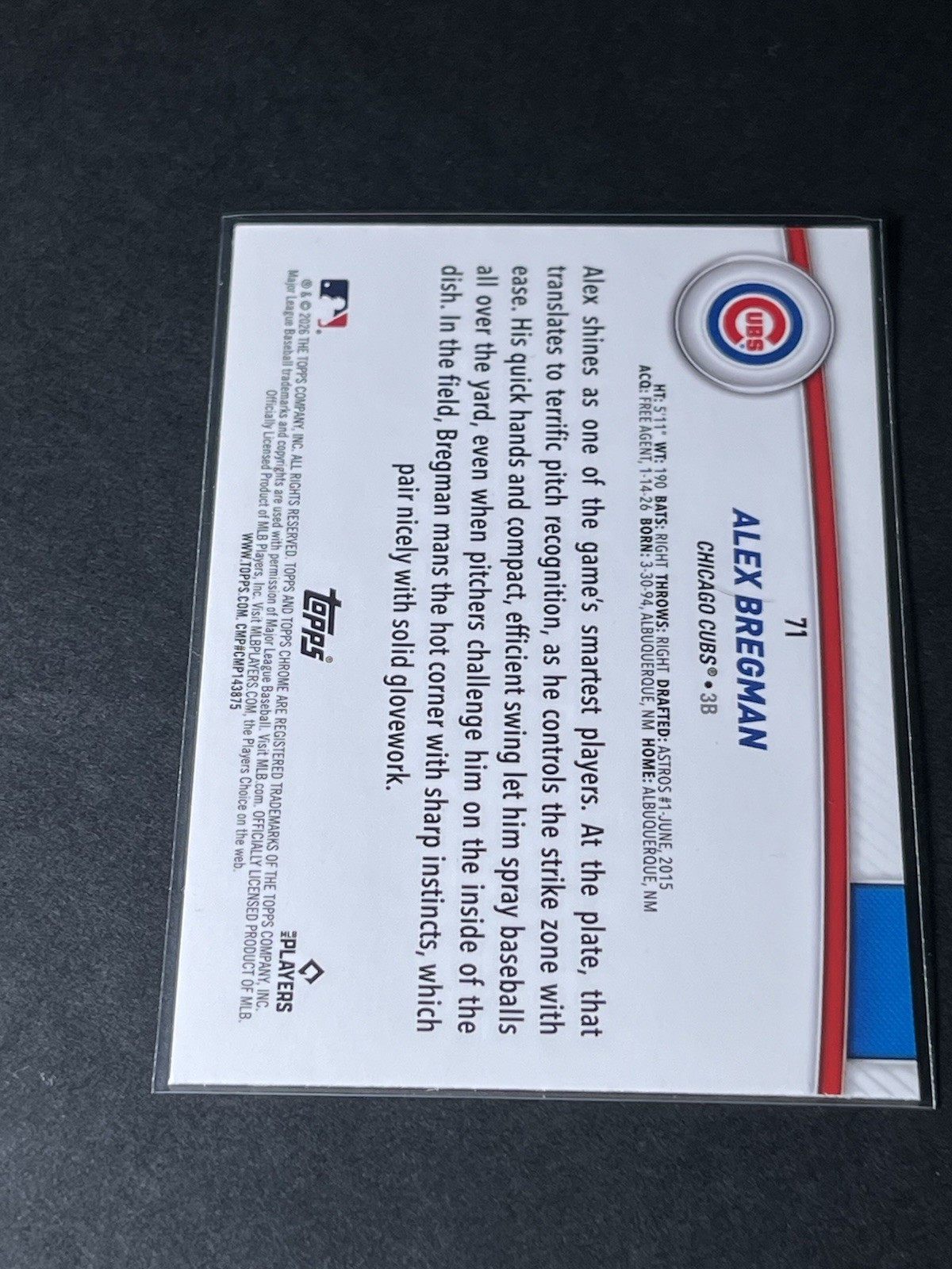 2026 Topps Flagship – Costco Exclusive Alex Bregman #71 Chrome*Read Description*