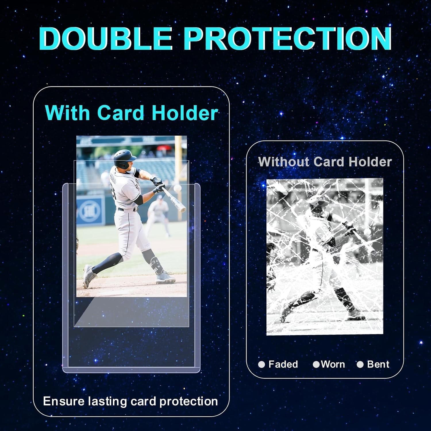 Trading Card Sleeves Hard Plastic Clear Case Holder 200 Baseball Cards Topload!!