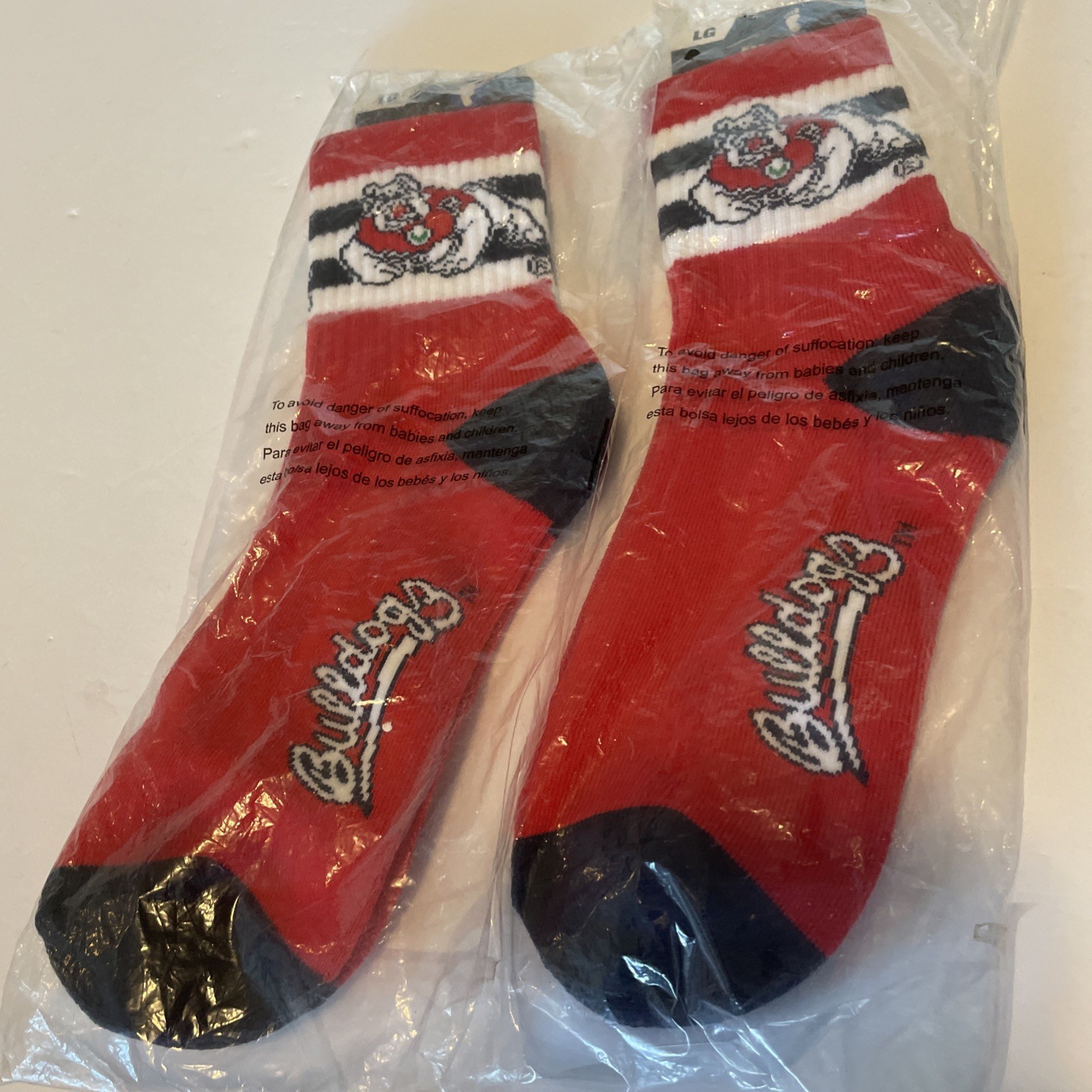 2 pairs For Bare Feet California State Bulldogs Fresno Size L Socks NCAA
