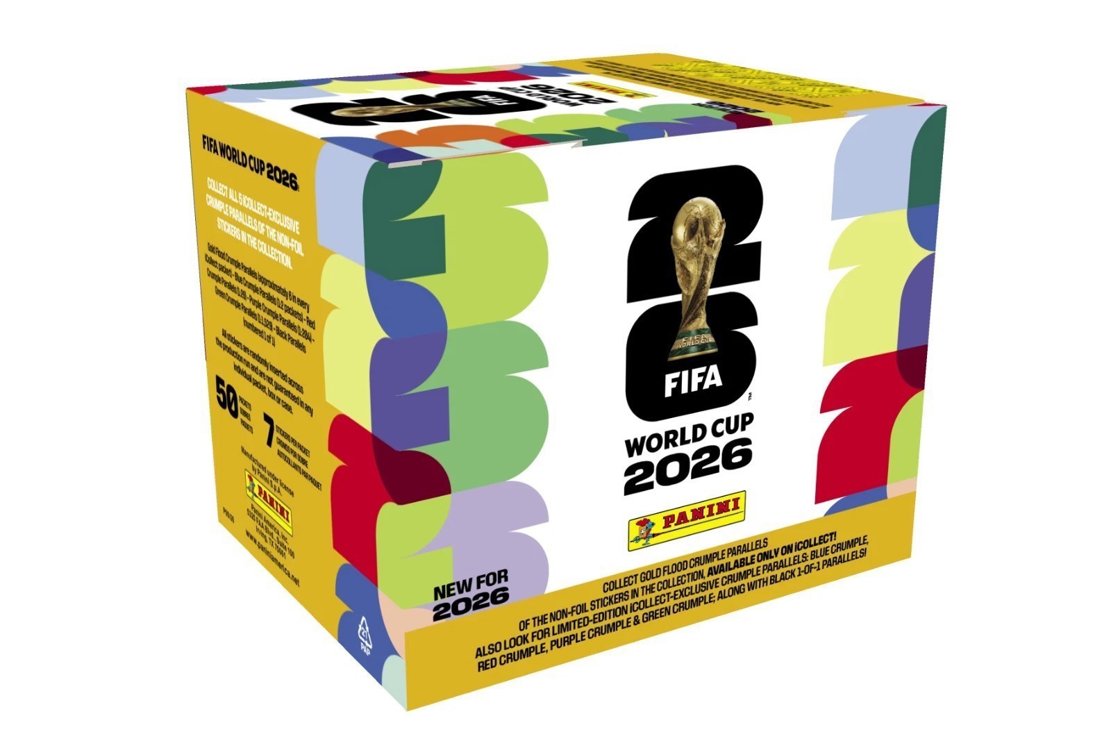 2026 Panini FIFA World Cup Sticker Box Collection- 50 Pack Box Gold Limited
