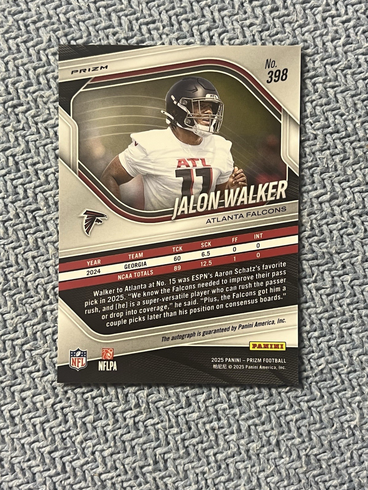 2025 Panini Prizm – Rookies Jalon Walker #398 Silver Prizm Autographs (AU, RC)