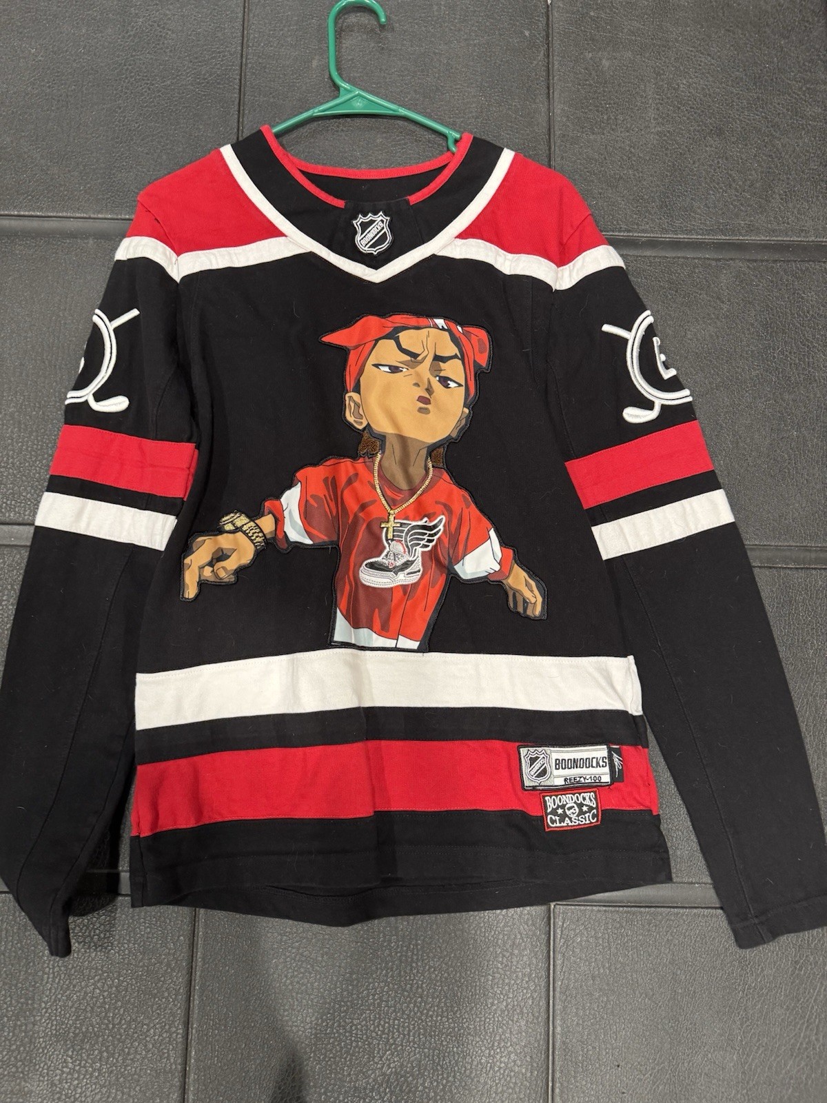 The Boondocks Hockey Jersey/black,White, And Red- Size M