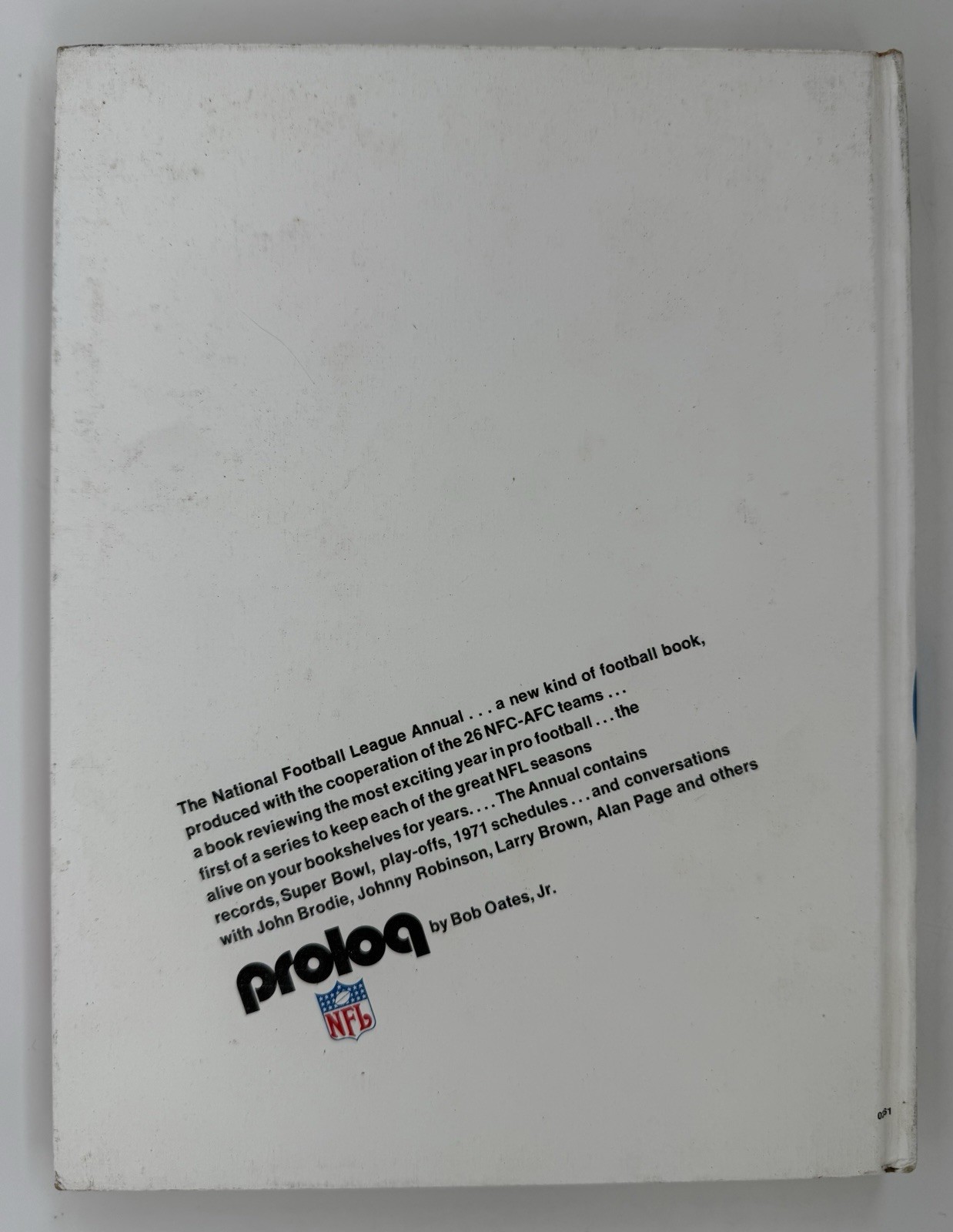 Prolog ’71 Bob Oates Jr. National Football League Annual NFL 1971 Hardcover